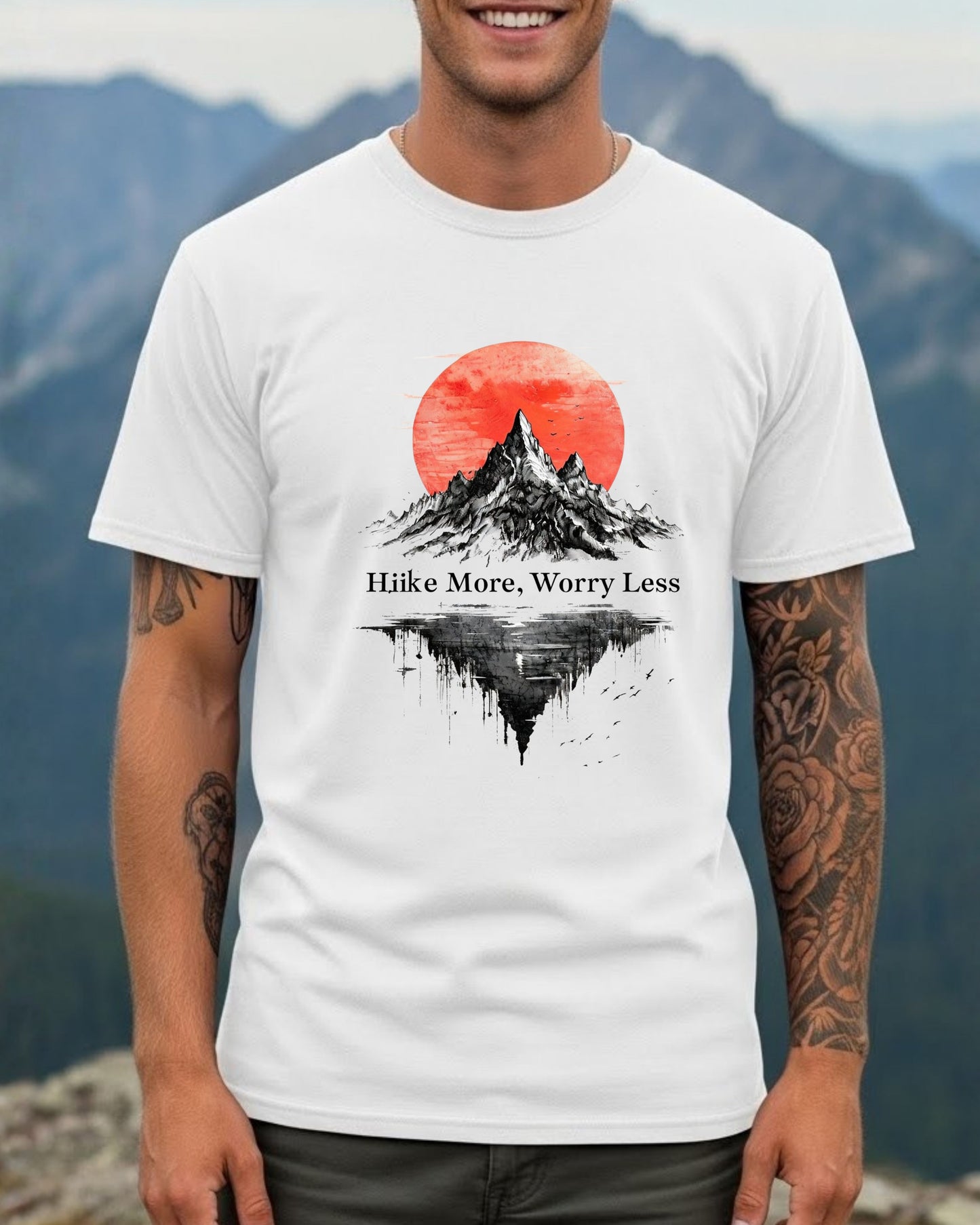 Hike More Worry Less Shirt – Retro Mountain Hiking Tee for Outdoor Lovers – Nature Adventure Graphic T‑Shirt, Camper & Hiker Gift