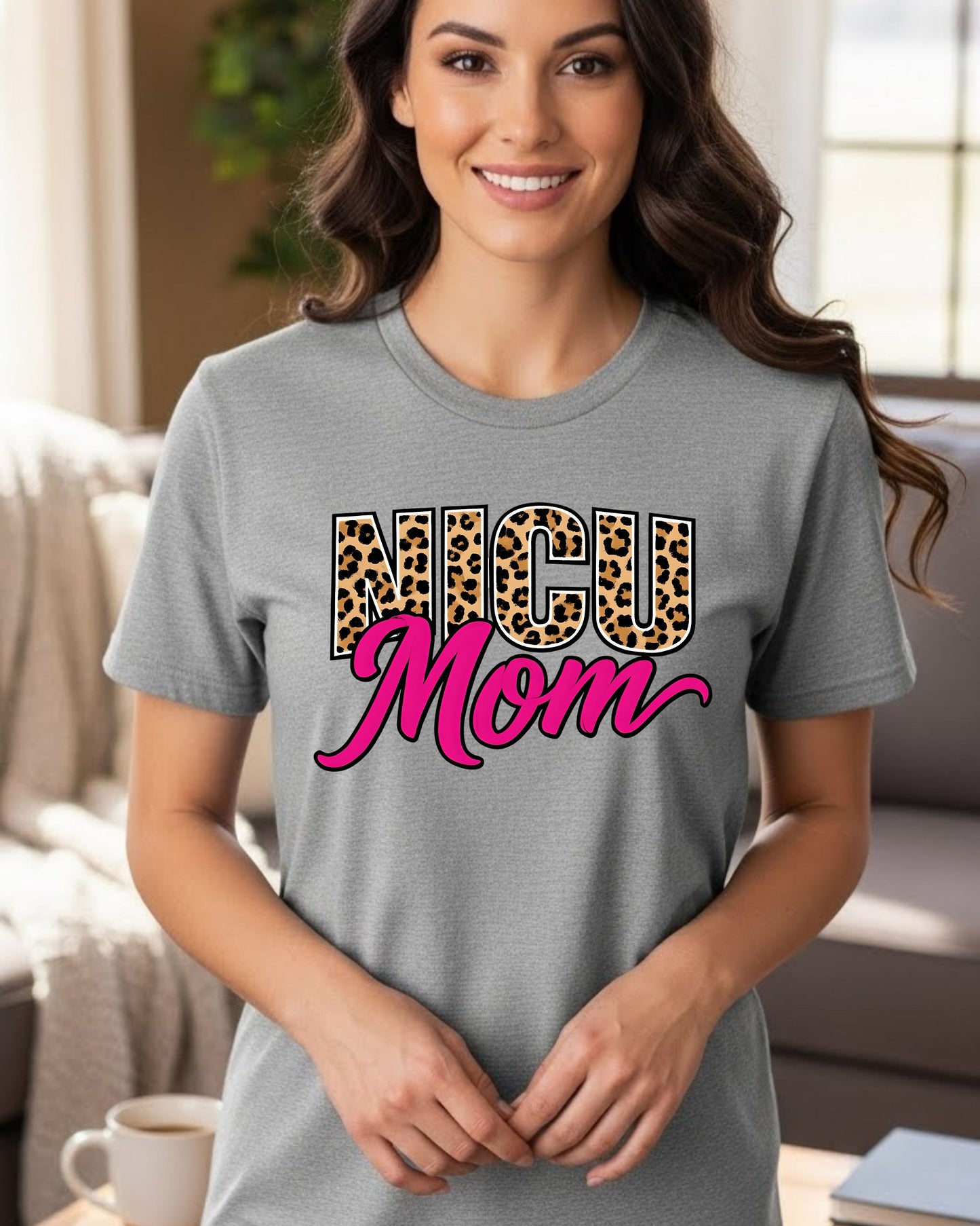 NICU Mom Shirt – Leopard Print NICU Mama Tee for Strong Mothers – Neonatal Nurse & Preemie Support T‑Shirt, Inspirational NICU Journey Top