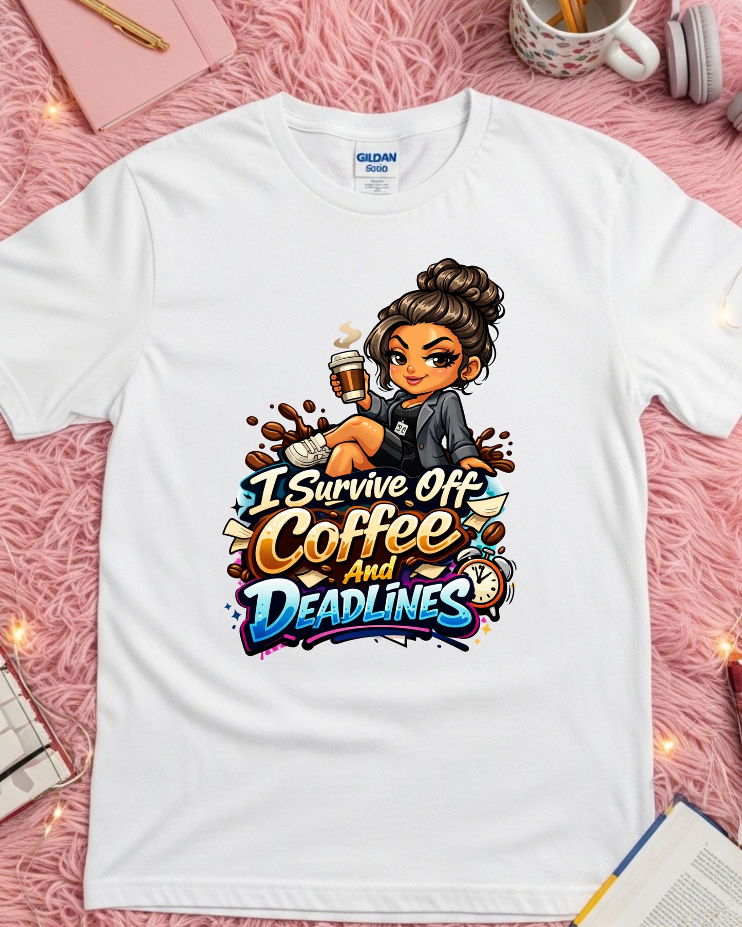 Coffee & Deadlines Shirt • Funny Work Tee • Caffeine Lover T‑Shirt • Busy Professional Graphic Tee