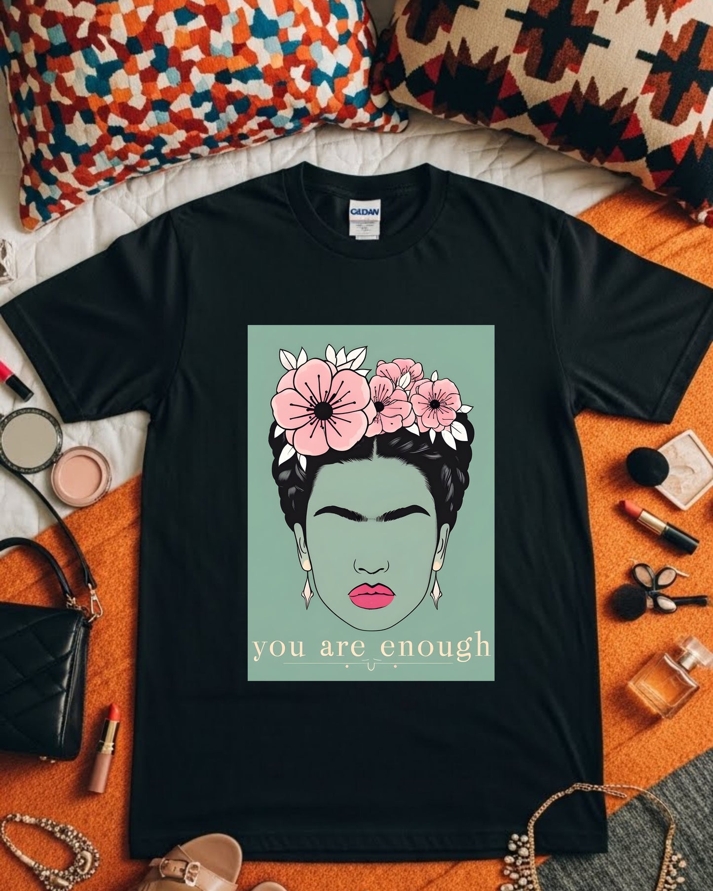 You Are Enough Shirt – Feminine Floral Face Graphic Tee for Women & Teens – Empowering Self‑Love T‑Shirt, Positive Affirmation Aesthetic Top