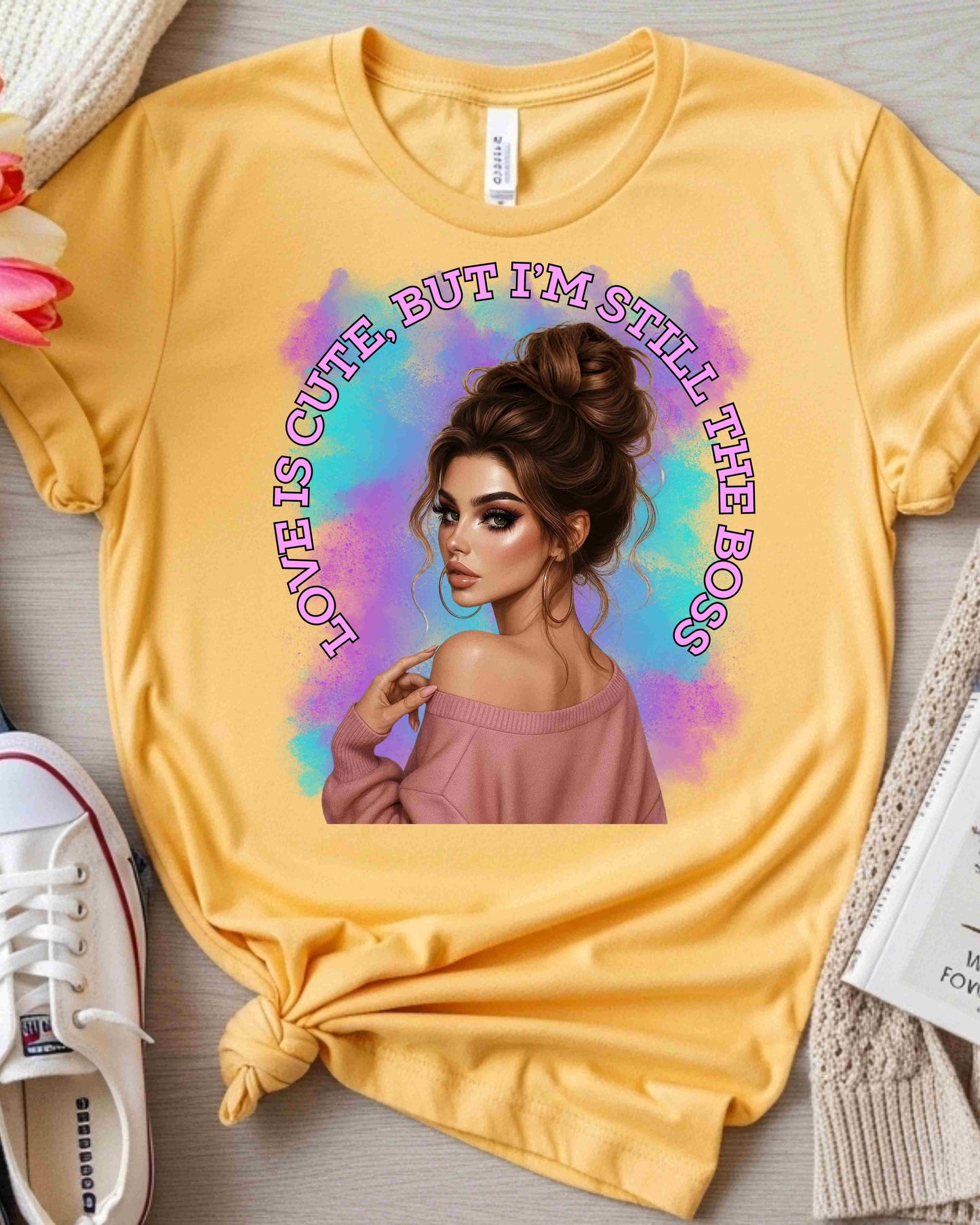 Valentine’s Day Boss Babe Shirt – “Love Is Cute, But I’m Still the Boss” Tee – Empowering Valentine Graphic T‑Shirt for Women, Girl Boss