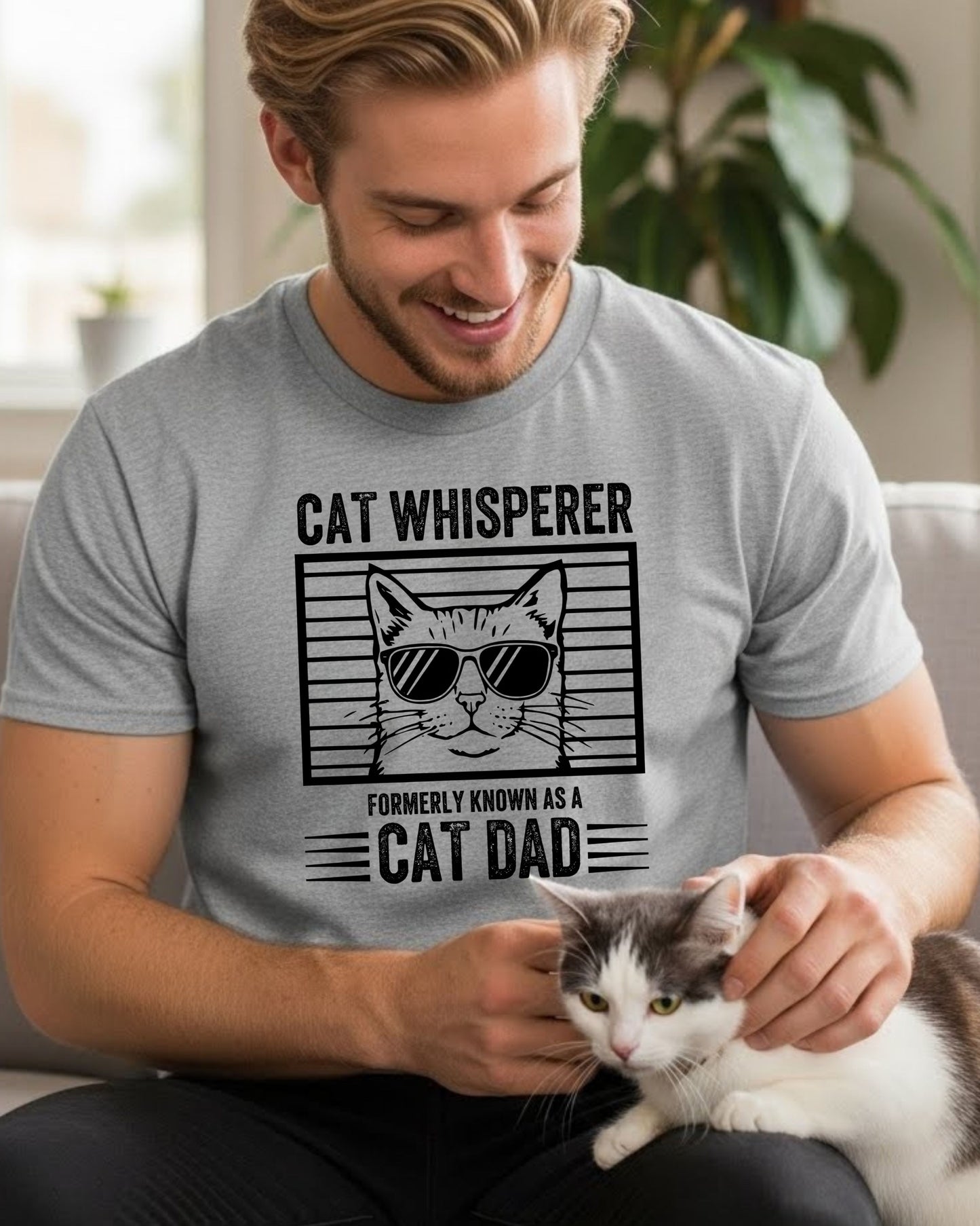 Cat Whisperer Shirt – Funny Cat Dad Tee for Men & Pet Lovers – Cool Sunglasses Cat Graphic, Humorous Cat Parent T‑Shirt, Gift for Cat Owners