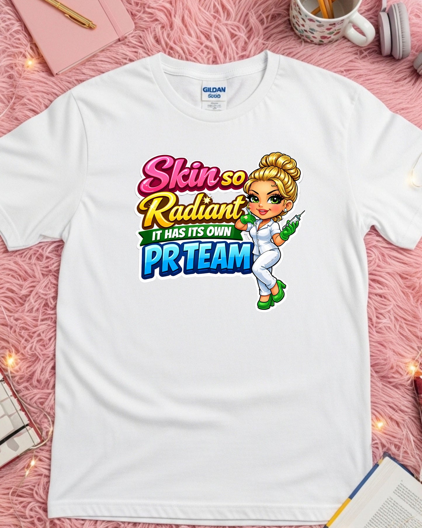 Skin So Radiant Shirt Funny Aesthetician Tee Injector Nurse T‑Shirt Skincare Lover Graphic Top Aesthetician Gift for Beauty Pros