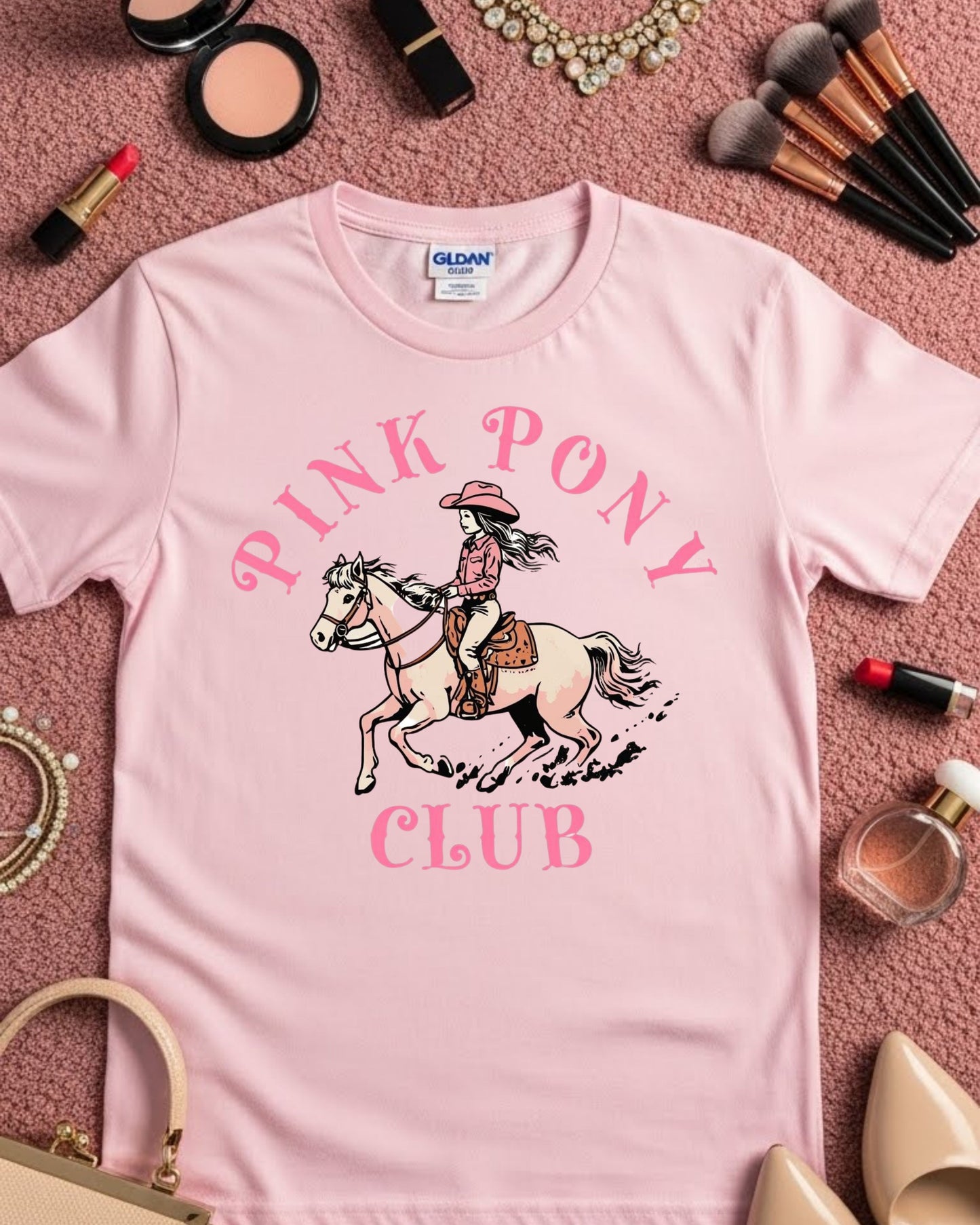 Pink Pony Club Shirt – Cute Cowgirl Pony Graphic Tee for Women & Teens – Western Aesthetic T‑Shirt, Yeehaw Cowgirl Core Top, Trendy Pink Horse Design