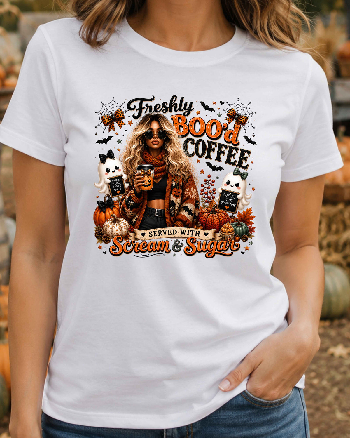 Freshly Boo’d Coffee Cute Ghost Halloween T-Shirt