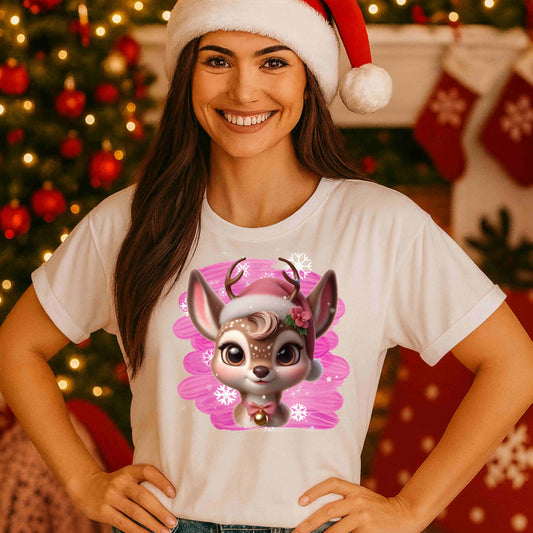 Mrs Pink Christmas Reindeer T-Shirt