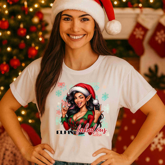 Elfin Fabulous Christmas Shirt – Cute Sassy Elf Tee for Women & Teens – Festive Holiday Character Graphic, Fun Christmas Attitude Top