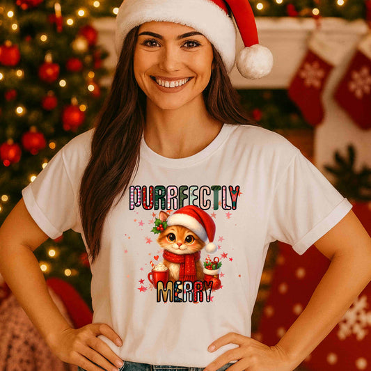 Purrfectly Merry Christmas Kitten T-Shirt