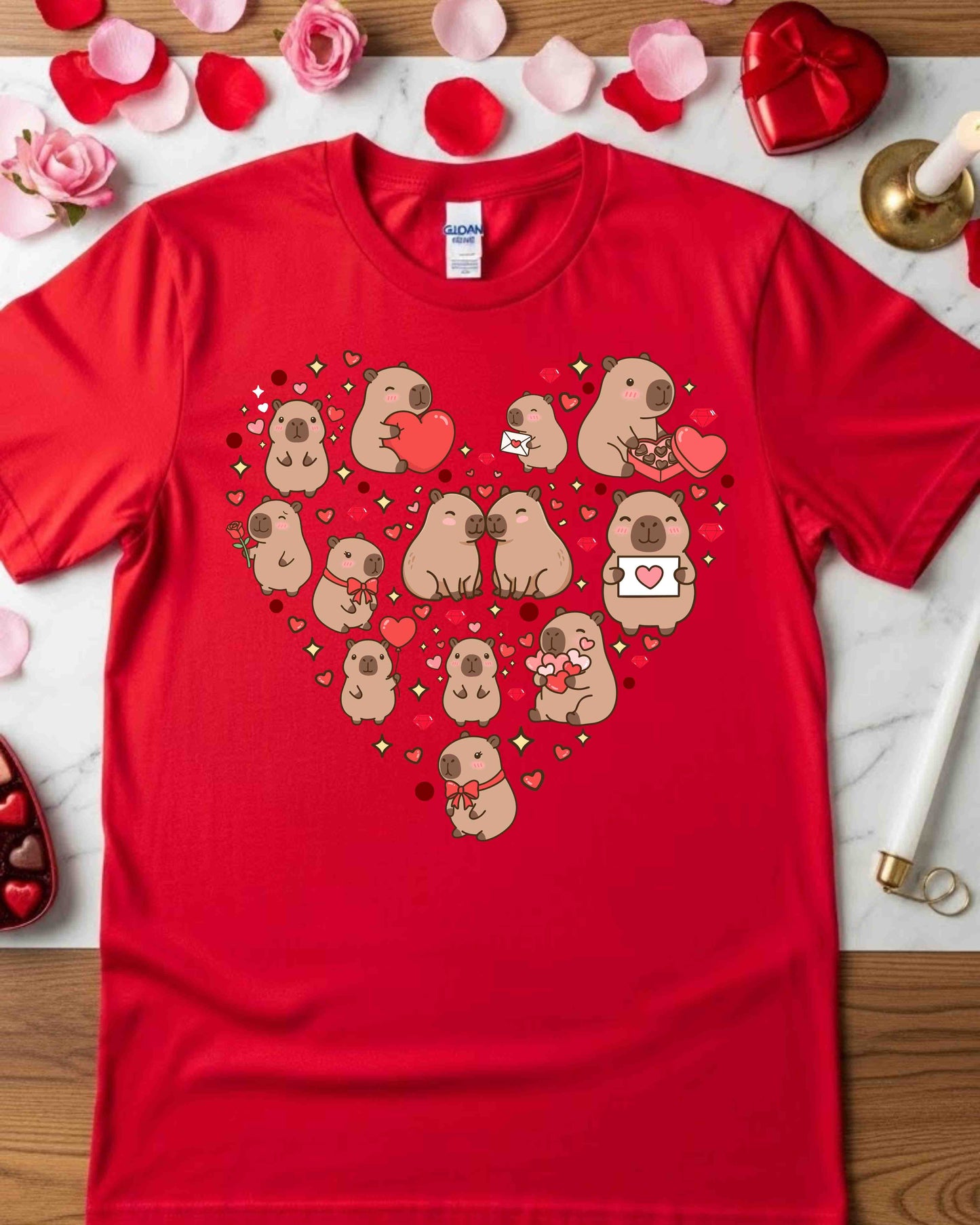 Capybara Valentine Shirt – Cute Heart‑Shaped Capybara Graphic Tee for Women & Teens – Kawaii Animal Love T‑Shirt, Romantic Gift Idea