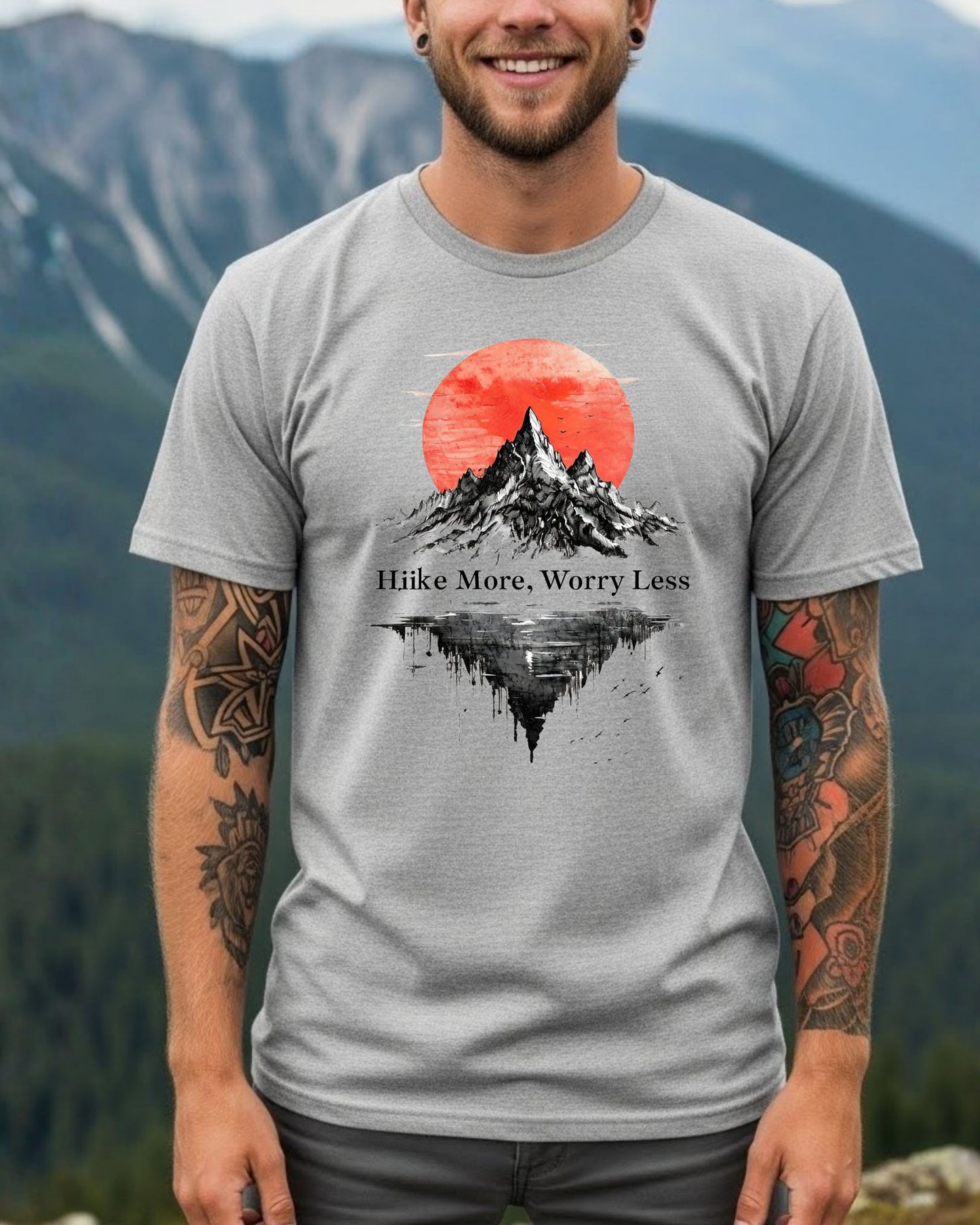 Hike More Worry Less Shirt – Retro Mountain Hiking Tee for Outdoor Lovers – Nature Adventure Graphic T‑Shirt, Camper & Hiker Gift