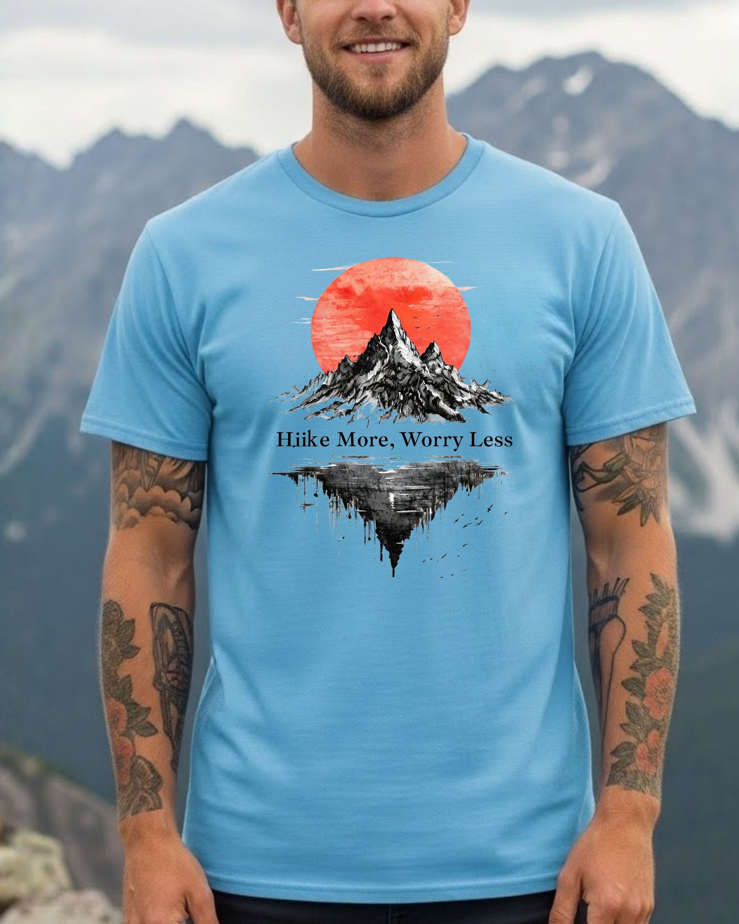Hike More Worry Less Shirt – Retro Mountain Hiking Tee for Outdoor Lovers – Nature Adventure Graphic T‑Shirt, Camper & Hiker Gift