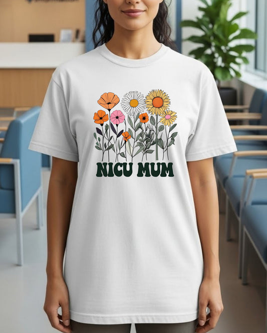 NICU Mum Shirt – Floral NICU Mom Tee for Strong Mothers – Preemie Support T‑Shirt, Neonatal Journey Gift, Inspirational Motherhood Top