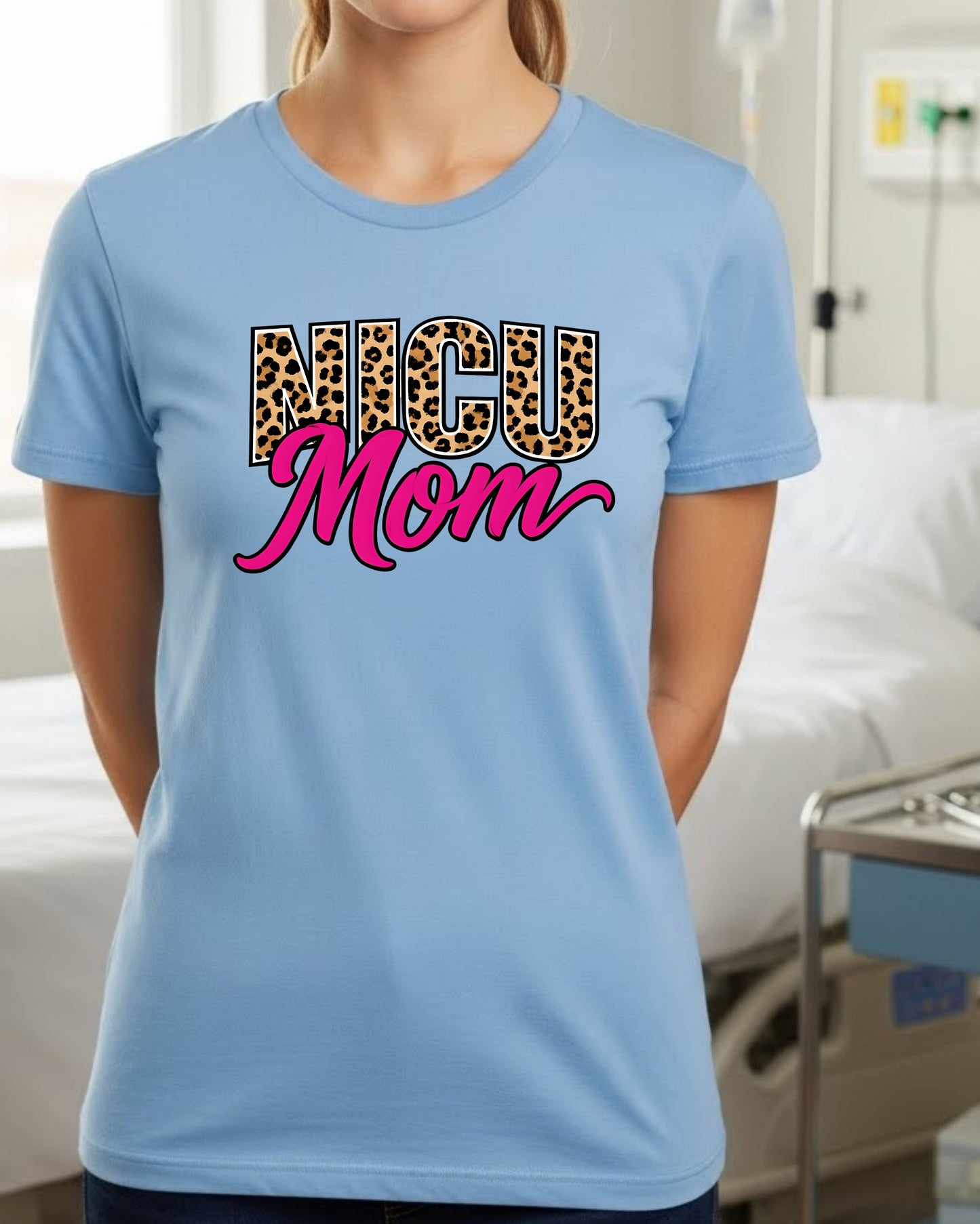 NICU Mom Shirt – Leopard Print NICU Mama Tee for Strong Mothers – Neonatal Nurse & Preemie Support T‑Shirt, Inspirational NICU Journey Top