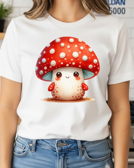 Cute Mushroom Shirt – Kawaii Toadstool Graphic Tee for Women & Kids – Whimsical Cottagecore Aesthetic Top, Adorable Cartoon Mushroom Design