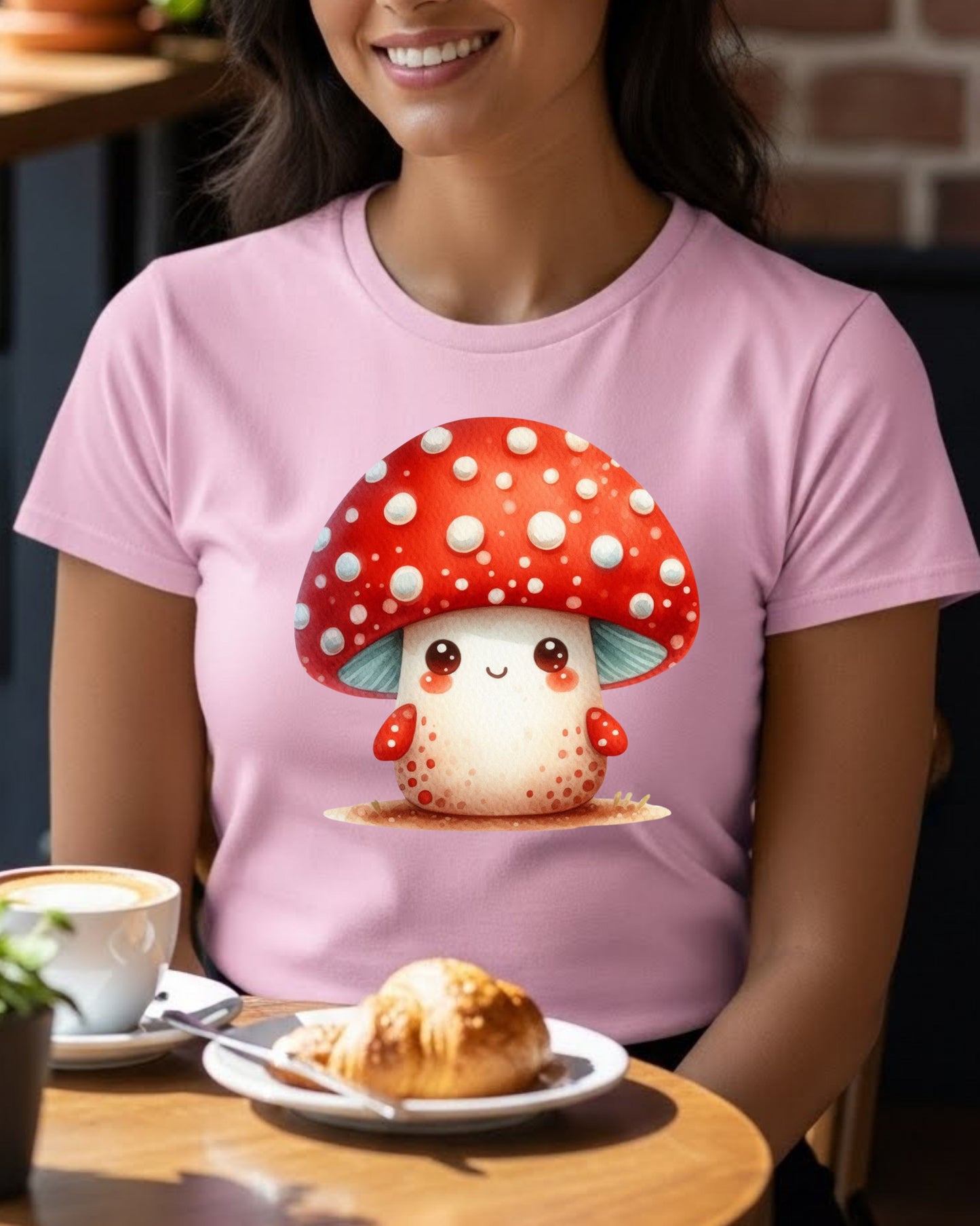 Cute Mushroom Shirt – Kawaii Toadstool Graphic Tee for Women & Kids – Whimsical Cottagecore Aesthetic Top, Adorable Cartoon Mushroom Design