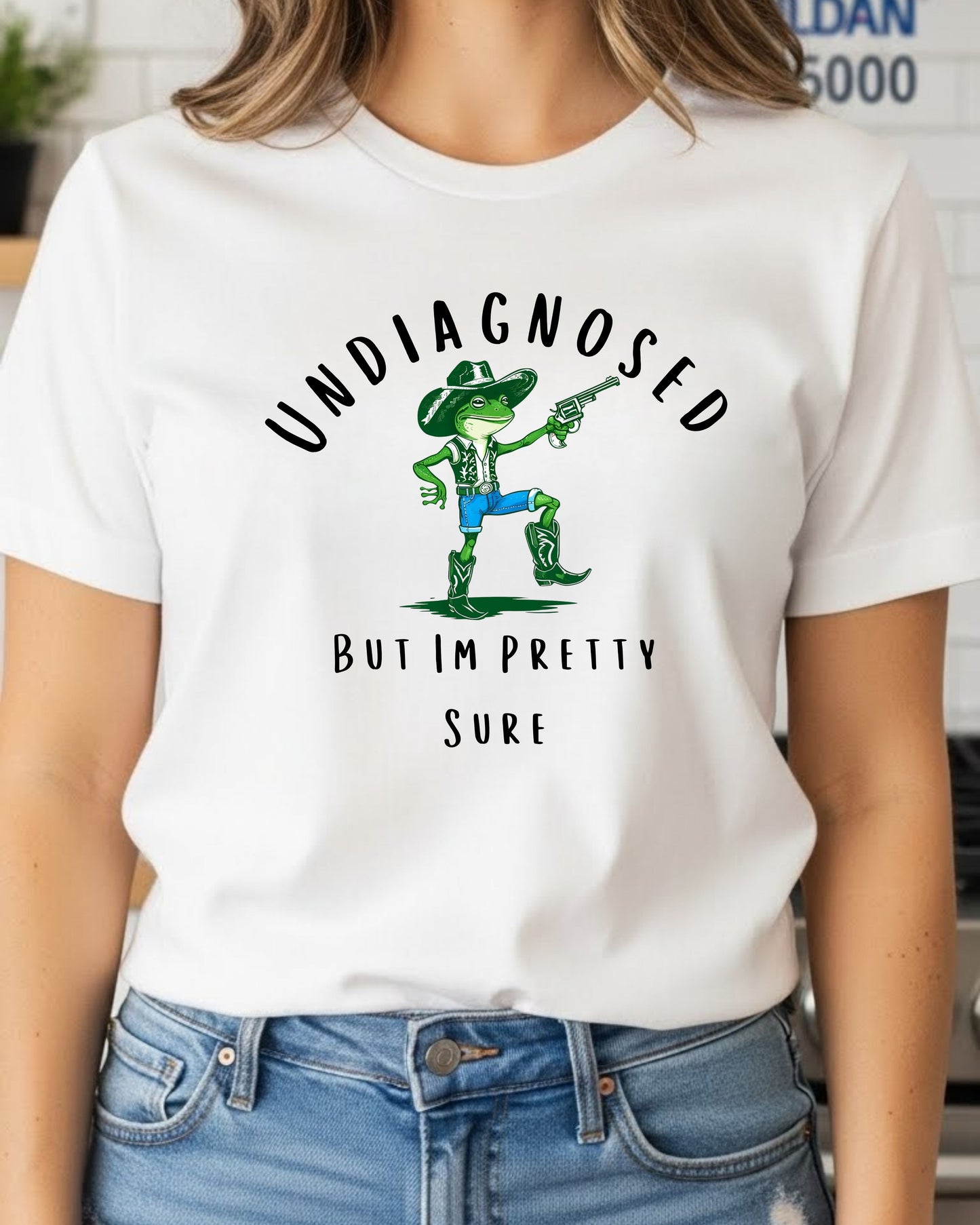 Funny Cowboy Frog Shirt – “Undiagnosed But I’m Pretty Sure” Tee – Western Frog Graphic, Cute Chaotic Humour T‑Shirt, Trending Cowgirl Aesthetic Top