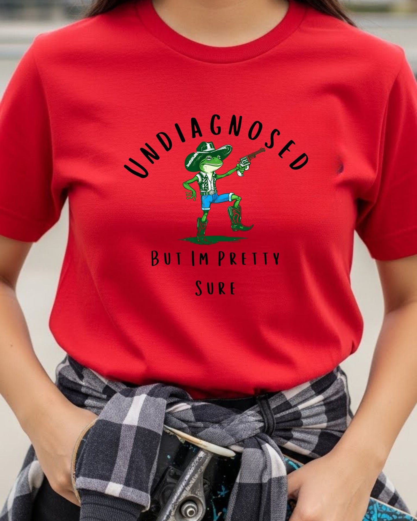 Funny Cowboy Frog Shirt – “Undiagnosed But I’m Pretty Sure” Tee – Western Frog Graphic, Cute Chaotic Humour T‑Shirt, Trending Cowgirl Aesthetic Top