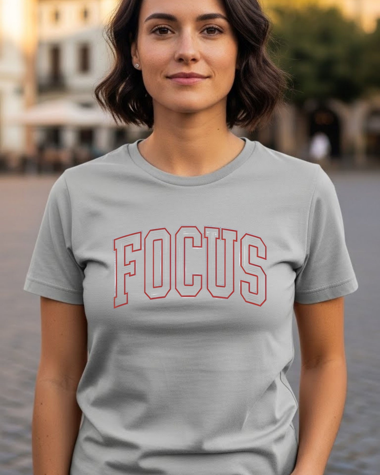 Focus Shirt – Minimalist Motivational Tee for Women – Inspirational Mindset T‑Shirt, Positive Affirmation Top, Aesthetic Graphic Tee
