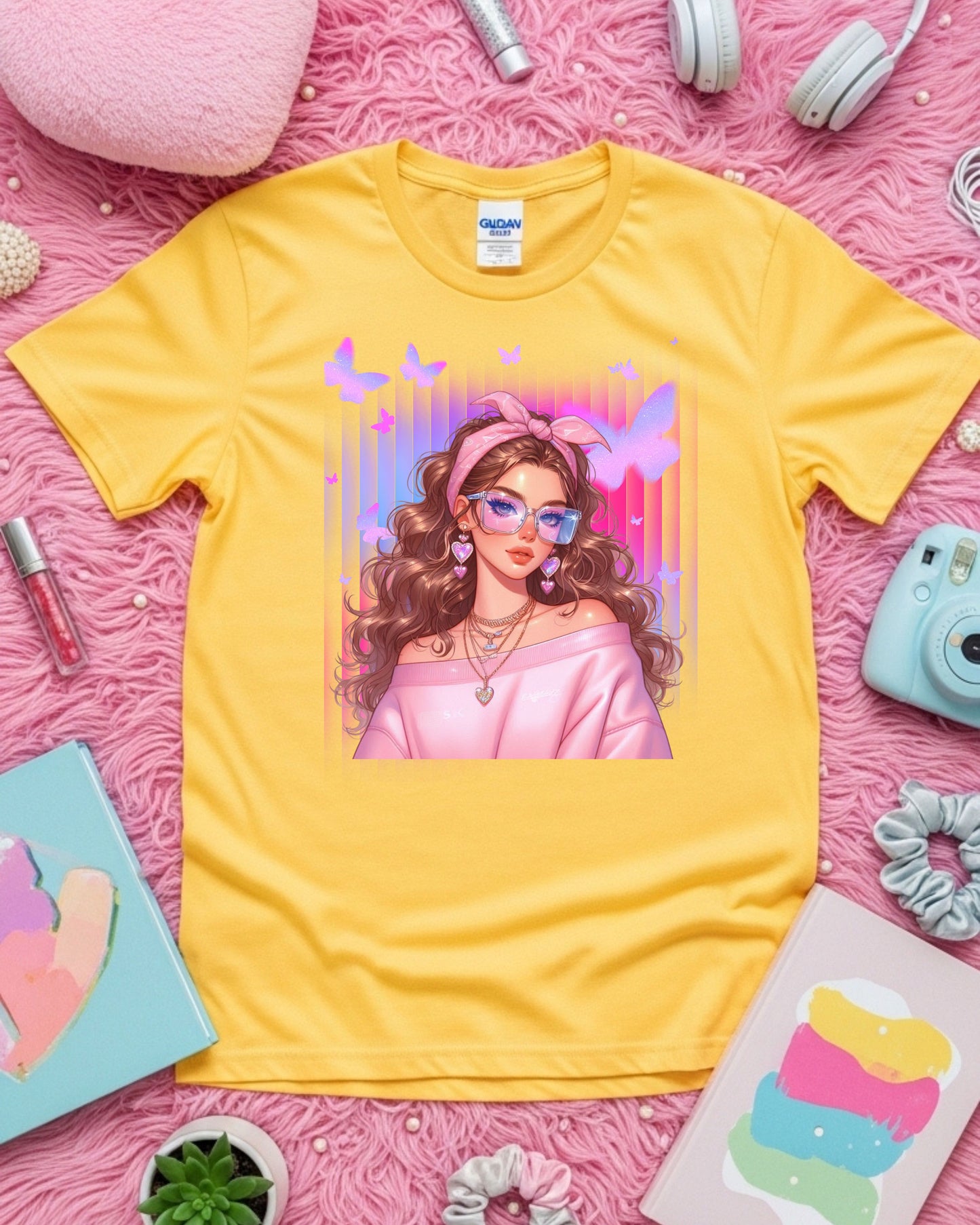 Kawaii Pastel Girl T‑Shirt Soft Girl Aesthetic Tee Gen Z Pink & Purple Graphic Cute Anime‑Inspired Top