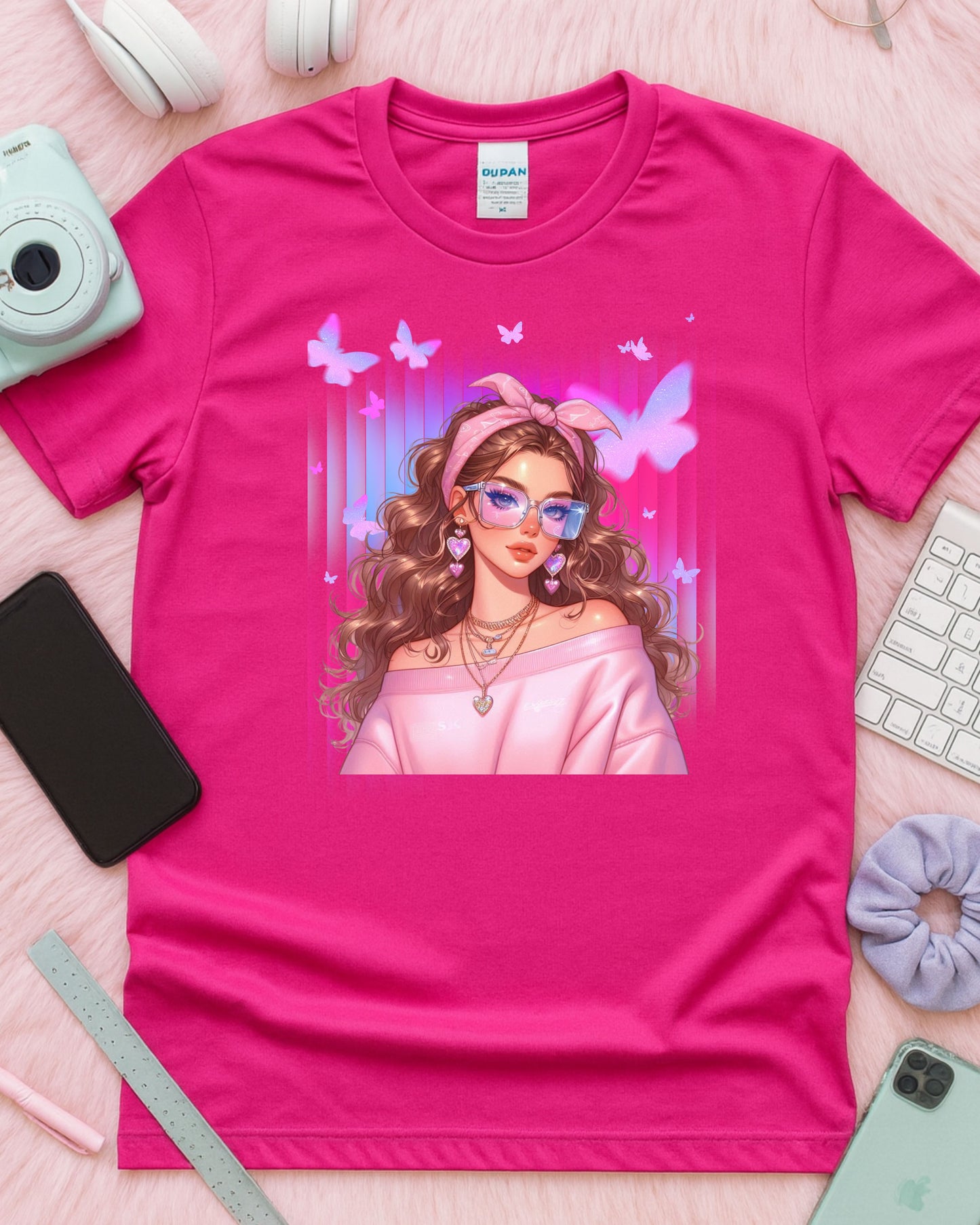 Kawaii Pastel Girl T‑Shirt Soft Girl Aesthetic Tee Gen Z Pink & Purple Graphic Cute Anime‑Inspired Top