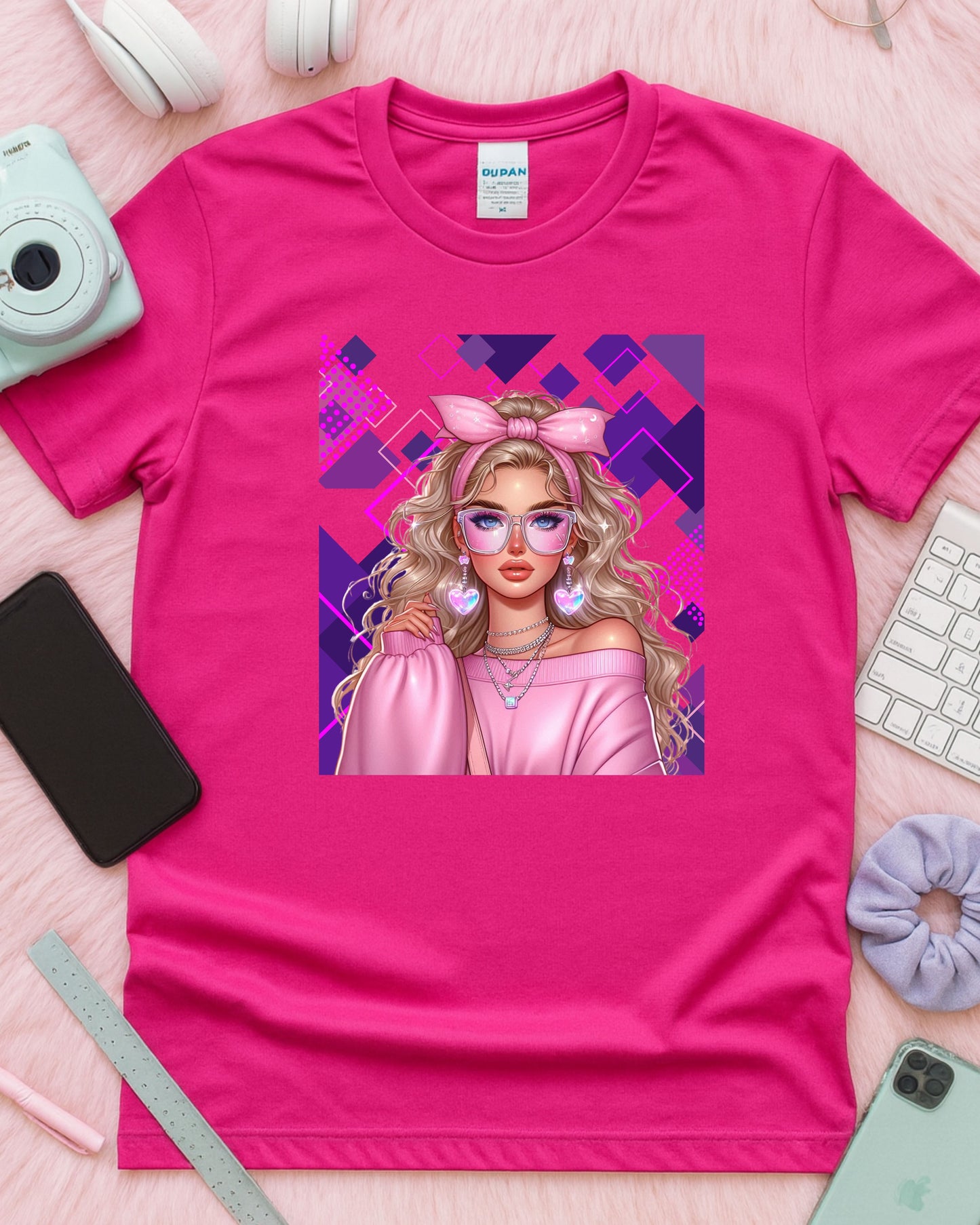 Kawaii Pastel Girl T‑Shirt Soft Girl Aesthetic Gen Z Blonde Hair Graphic Cute Anime‑Inspired Top