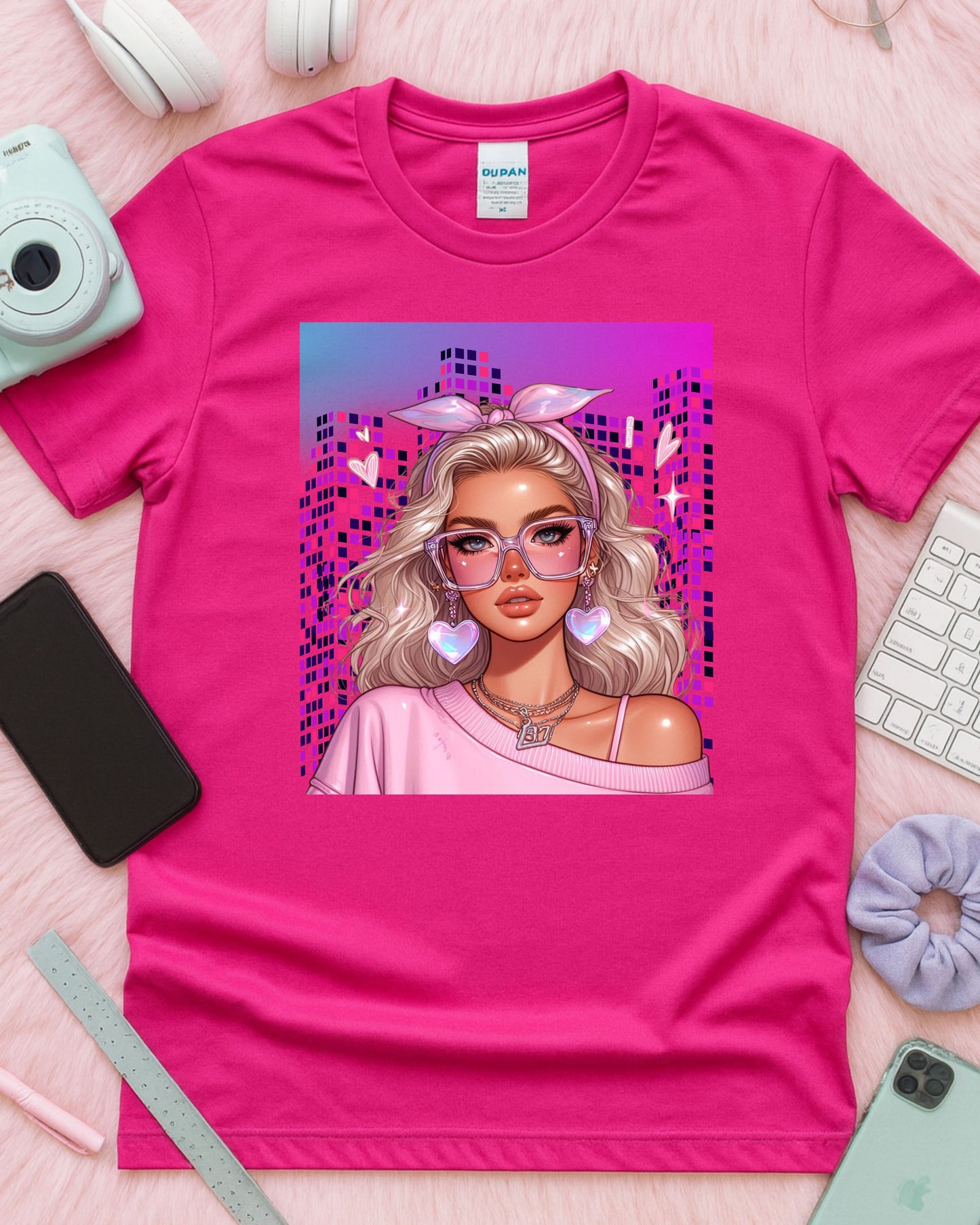 Pixel Princess Vibes: Glam City Girl with Heartcore Style
