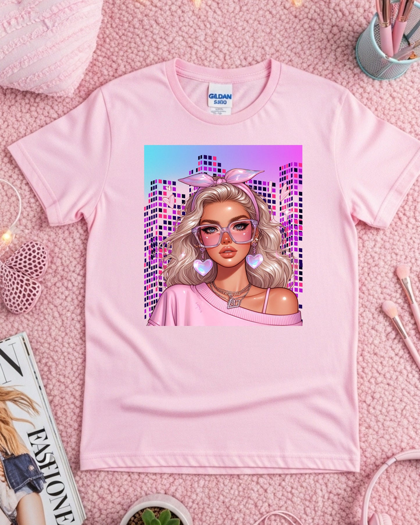 Pixel Princess Vibes: Glam City Girl with Heartcore Style