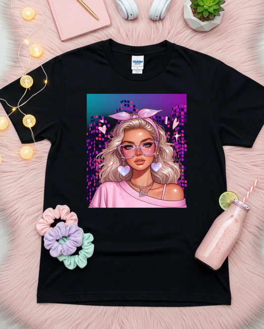 Pixel Princess Vibes: Glam City Girl with Heartcore Style