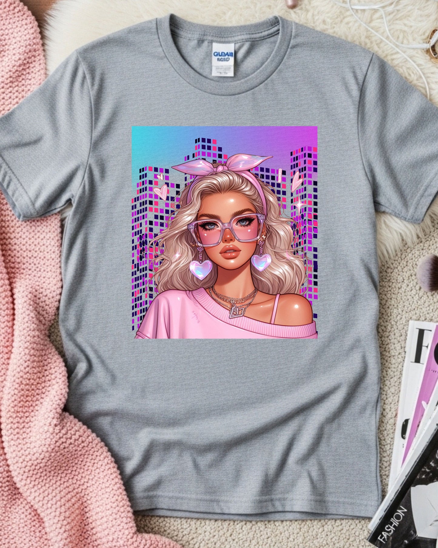 Pixel Princess Vibes: Glam City Girl with Heartcore Style