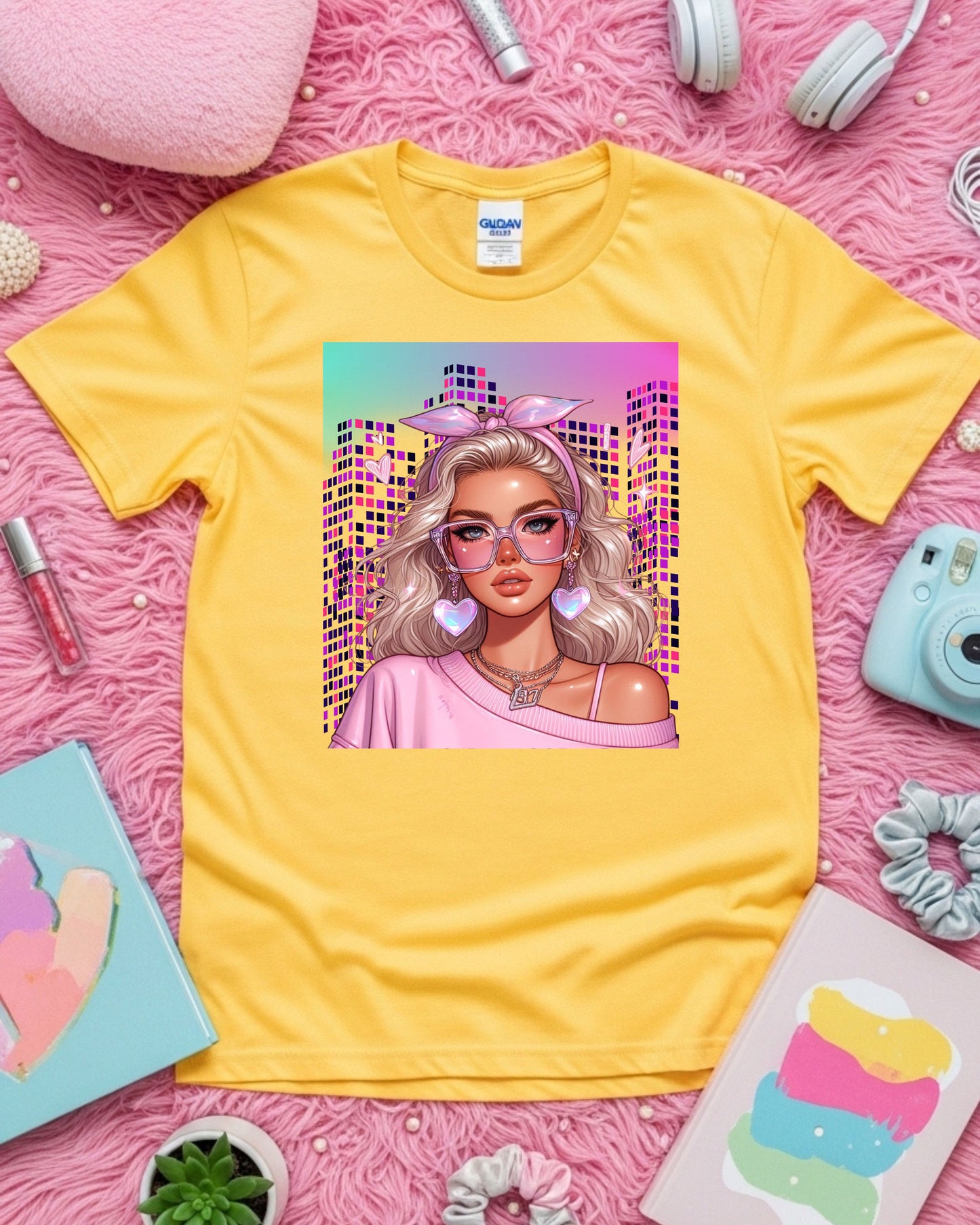 Pixel Princess Vibes: Glam City Girl with Heartcore Style