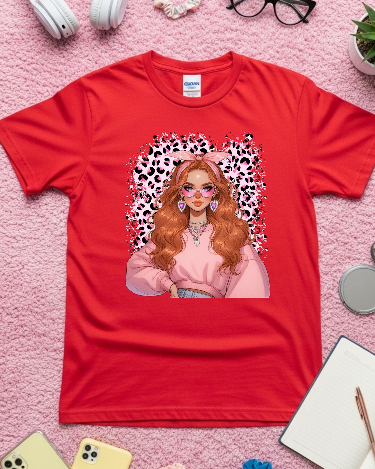 Leopard Luxe Babe: Pink Soft‑Girl Glam Anime-Inspired