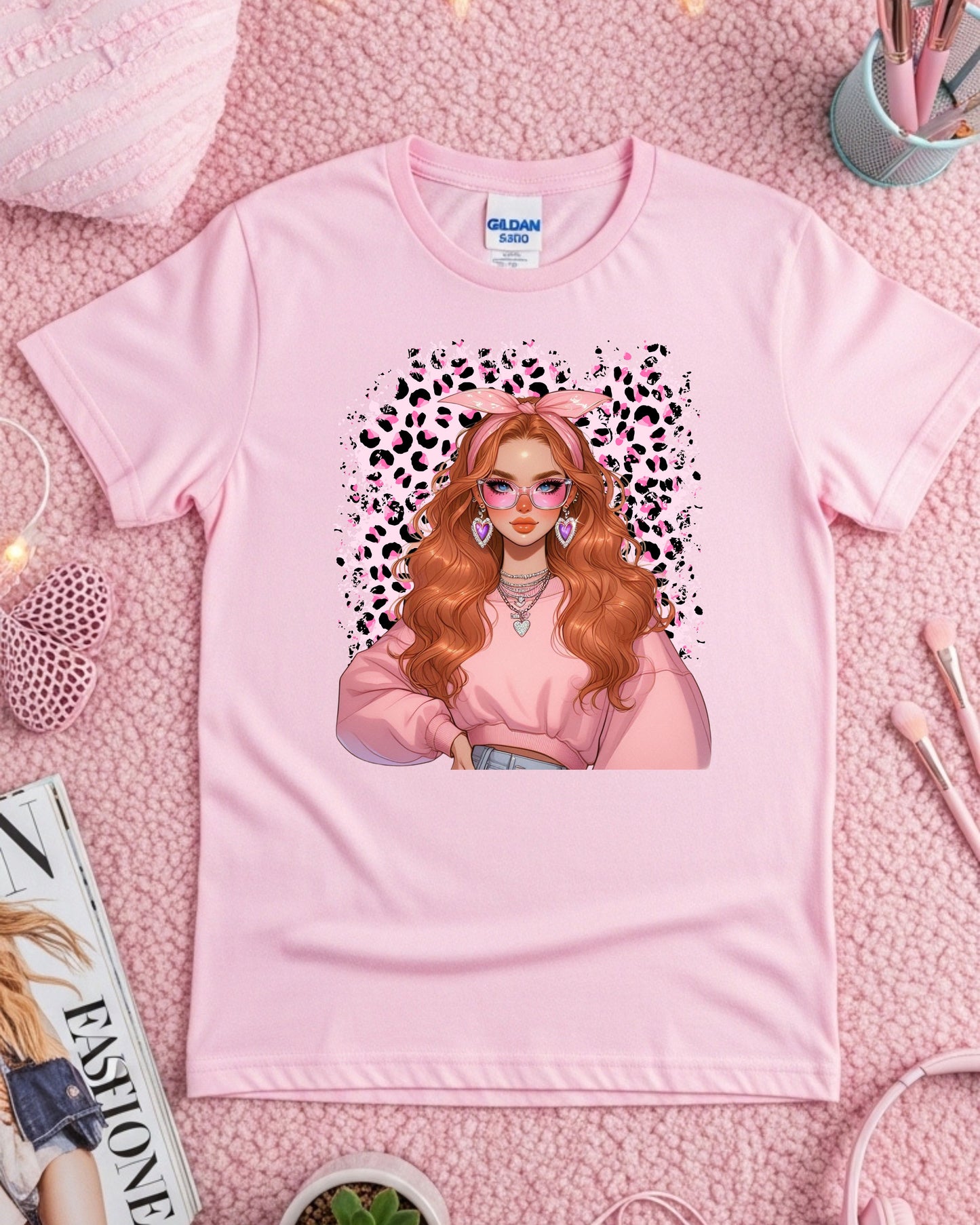 Leopard Luxe Babe: Pink Soft‑Girl Glam Anime-Inspired