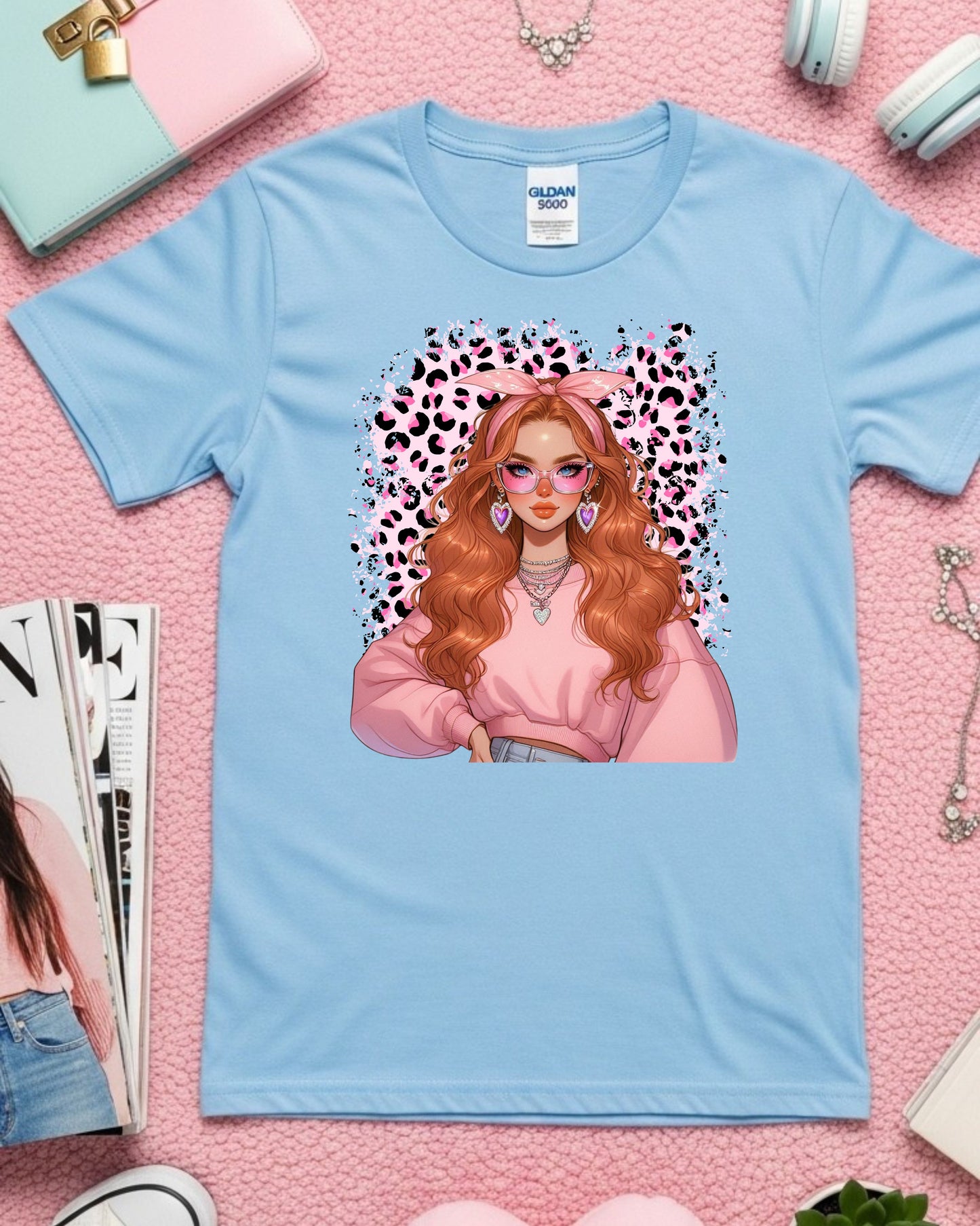 Leopard Luxe Babe: Pink Soft‑Girl Glam Anime-Inspired
