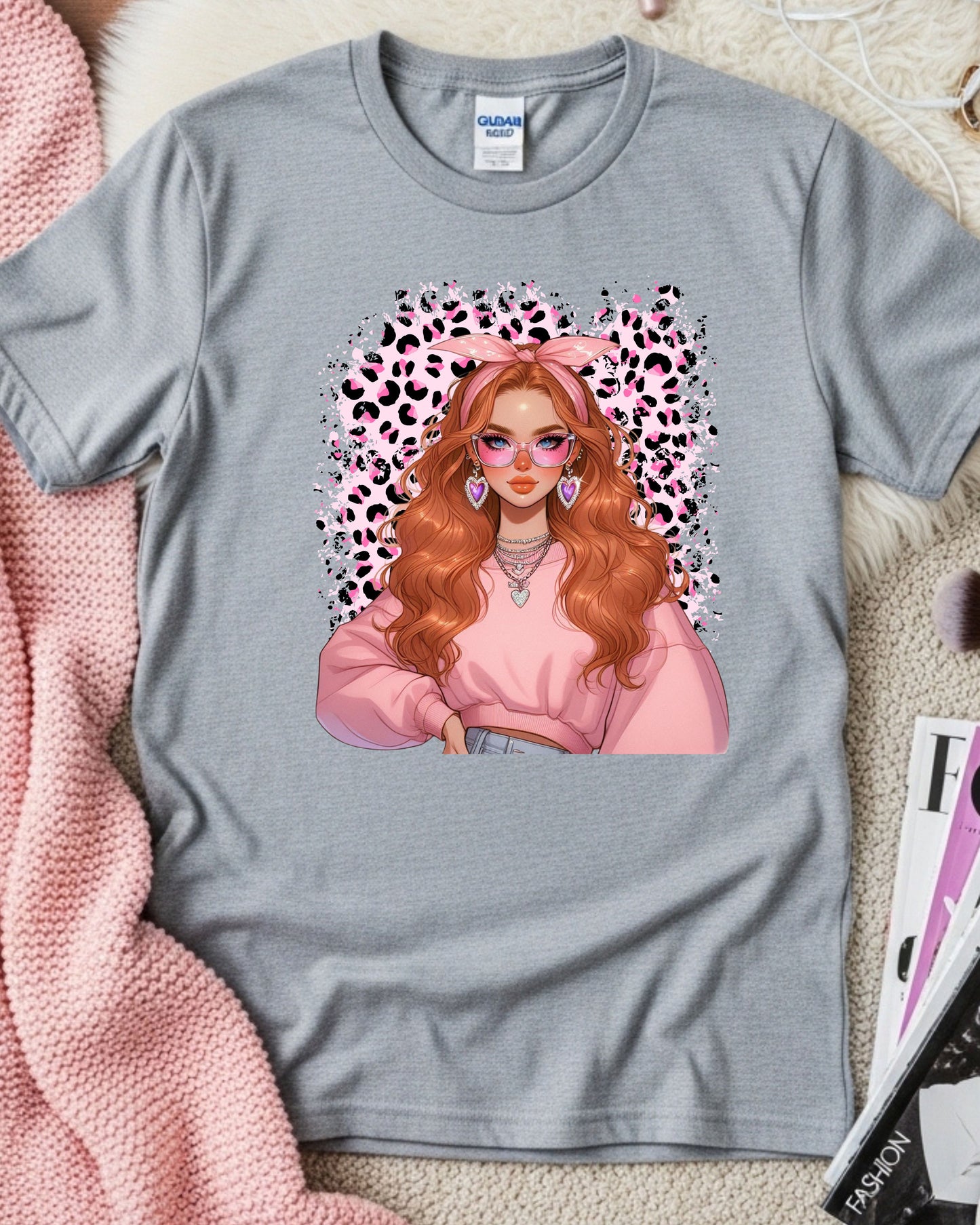Leopard Luxe Babe: Pink Soft‑Girl Glam Anime-Inspired
