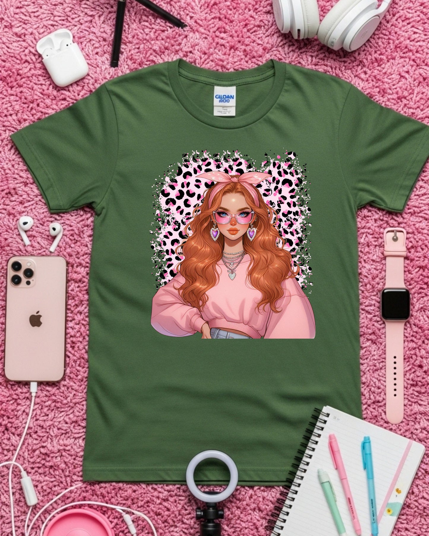 Leopard Luxe Babe: Pink Soft‑Girl Glam Anime-Inspired