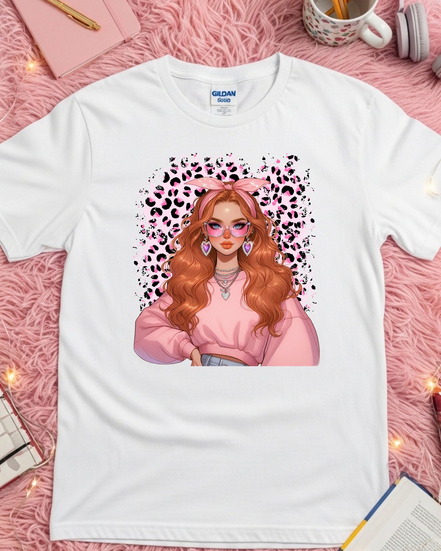Leopard Luxe Babe: Pink Soft‑Girl Glam Anime-Inspired