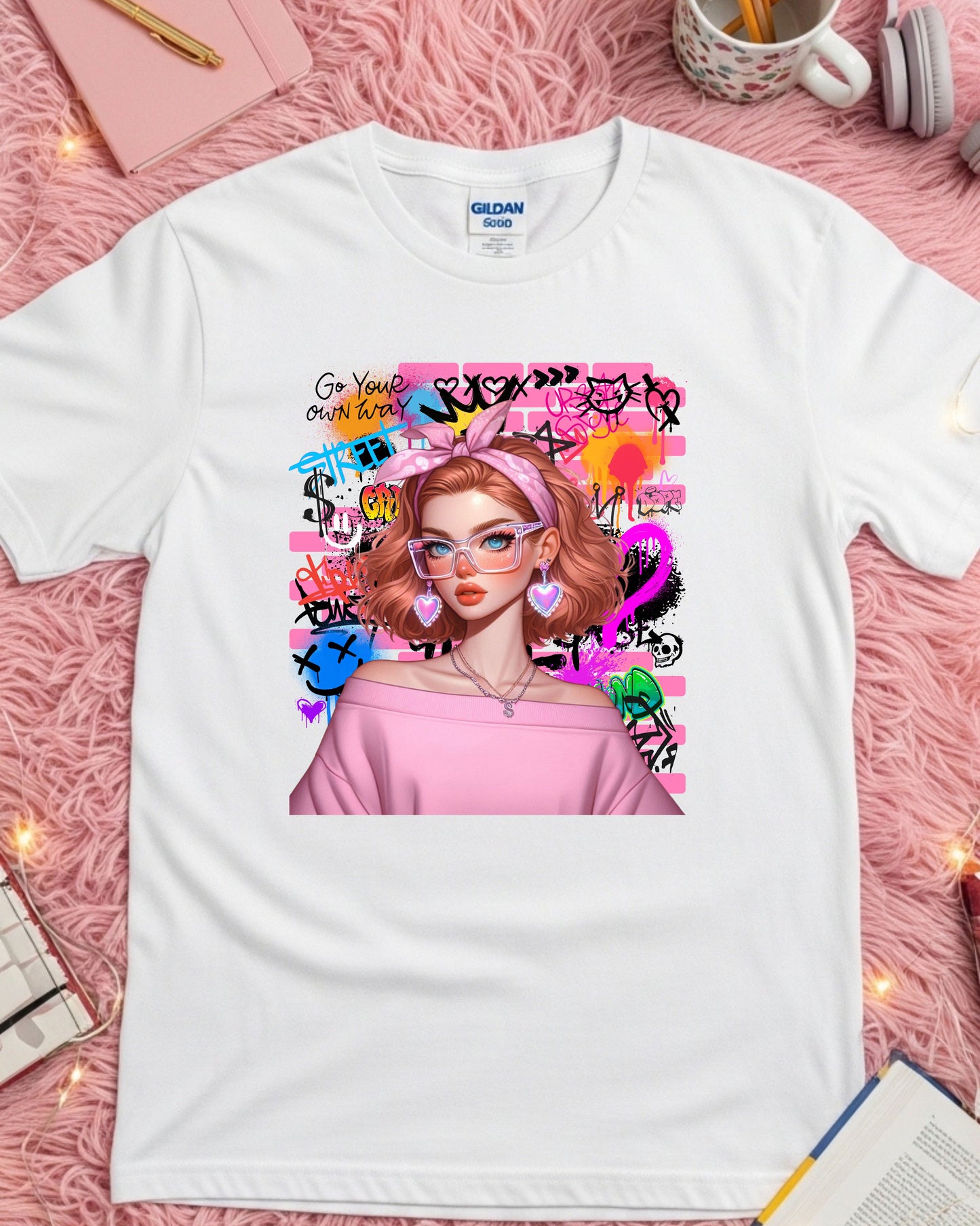 Urban Graffiti Glam: Neon Soft‑Girl Street Art Portrait