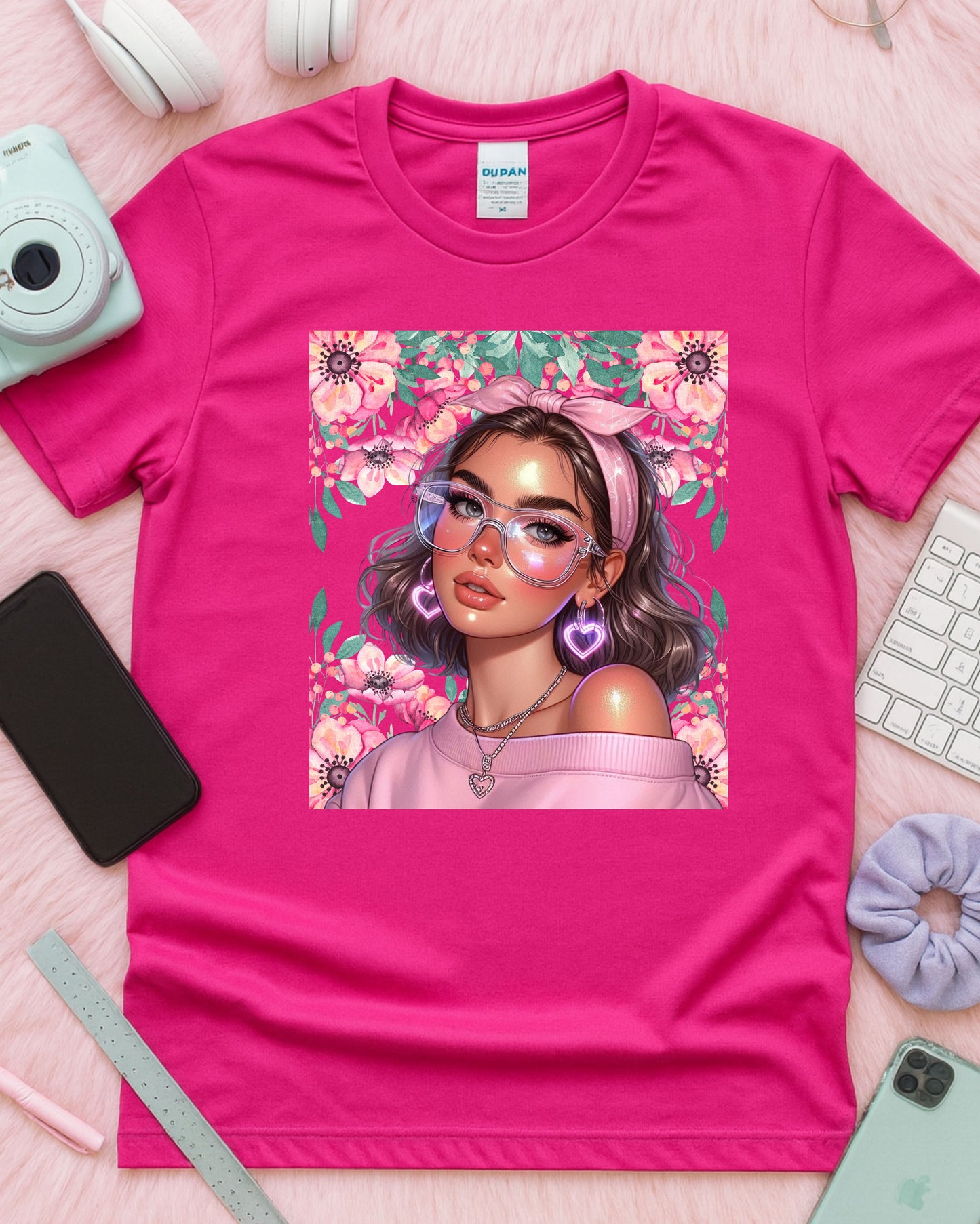 Floral Soft‑Girl Glow: Pink Aesthetic Portrait Art