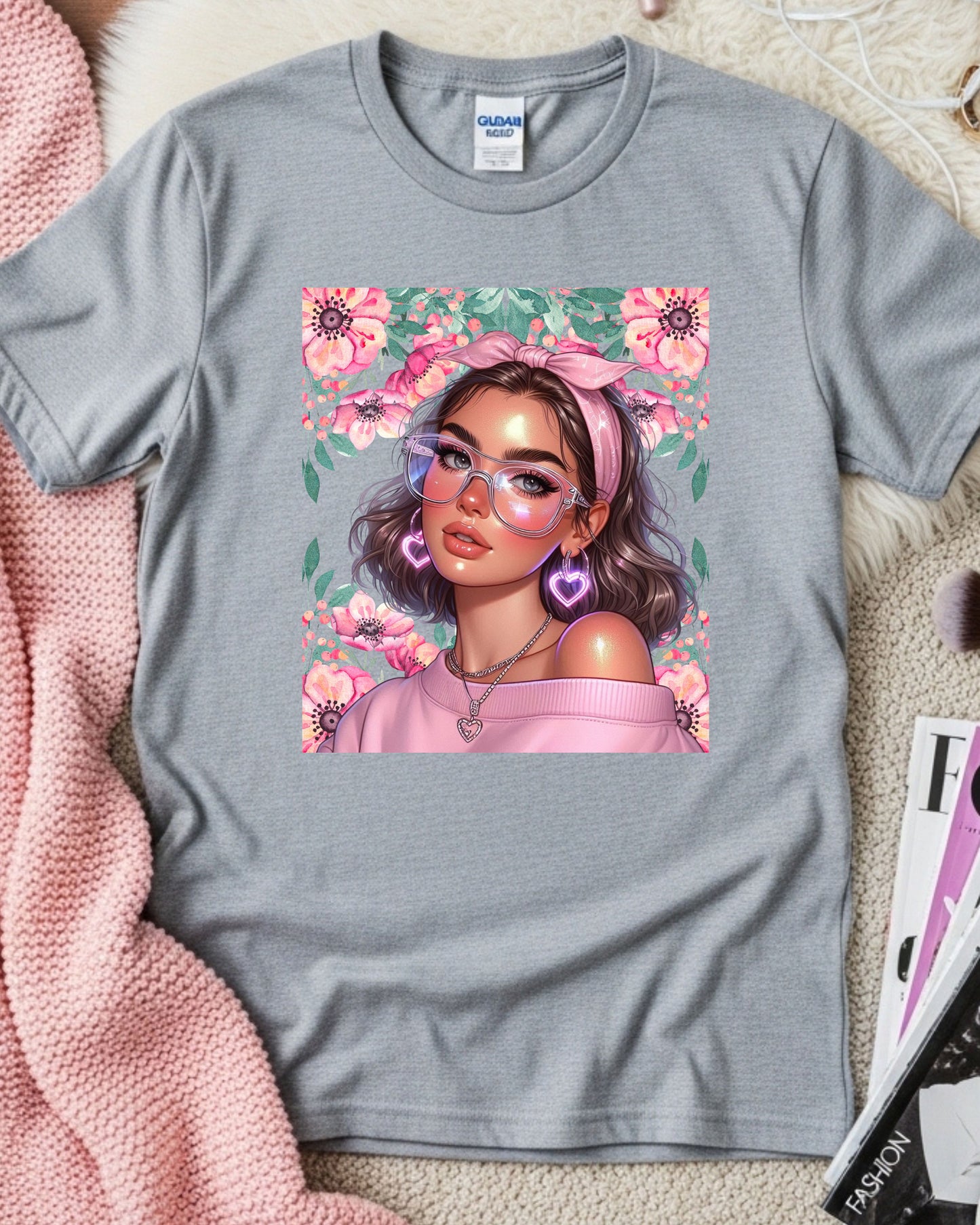 Floral Soft‑Girl Glow: Pink Aesthetic Portrait Art