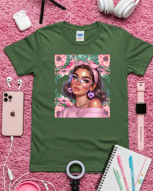 Floral Soft‑Girl Glow: Pink Aesthetic Portrait Art