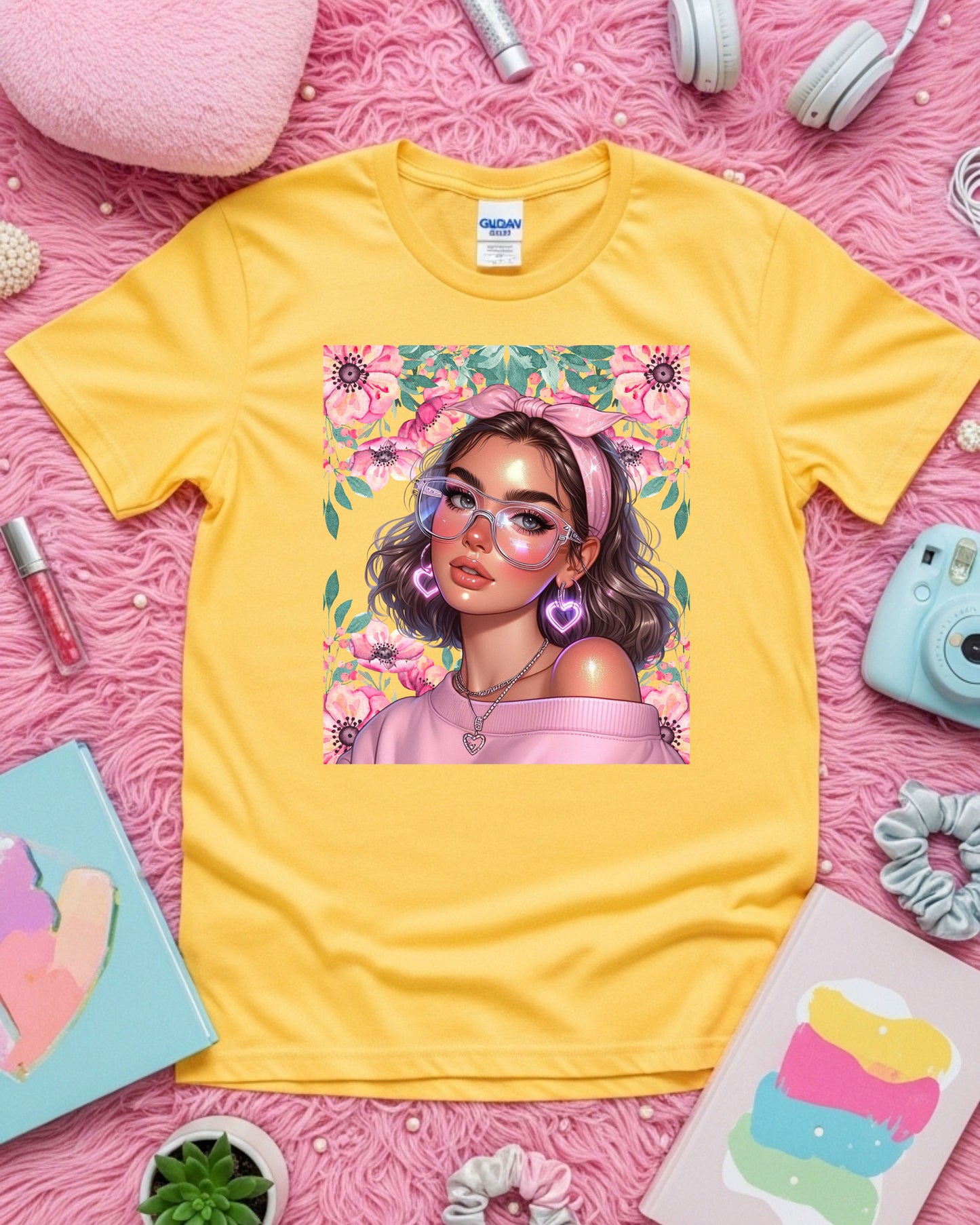 Floral Soft‑Girl Glow: Pink Aesthetic Portrait Art