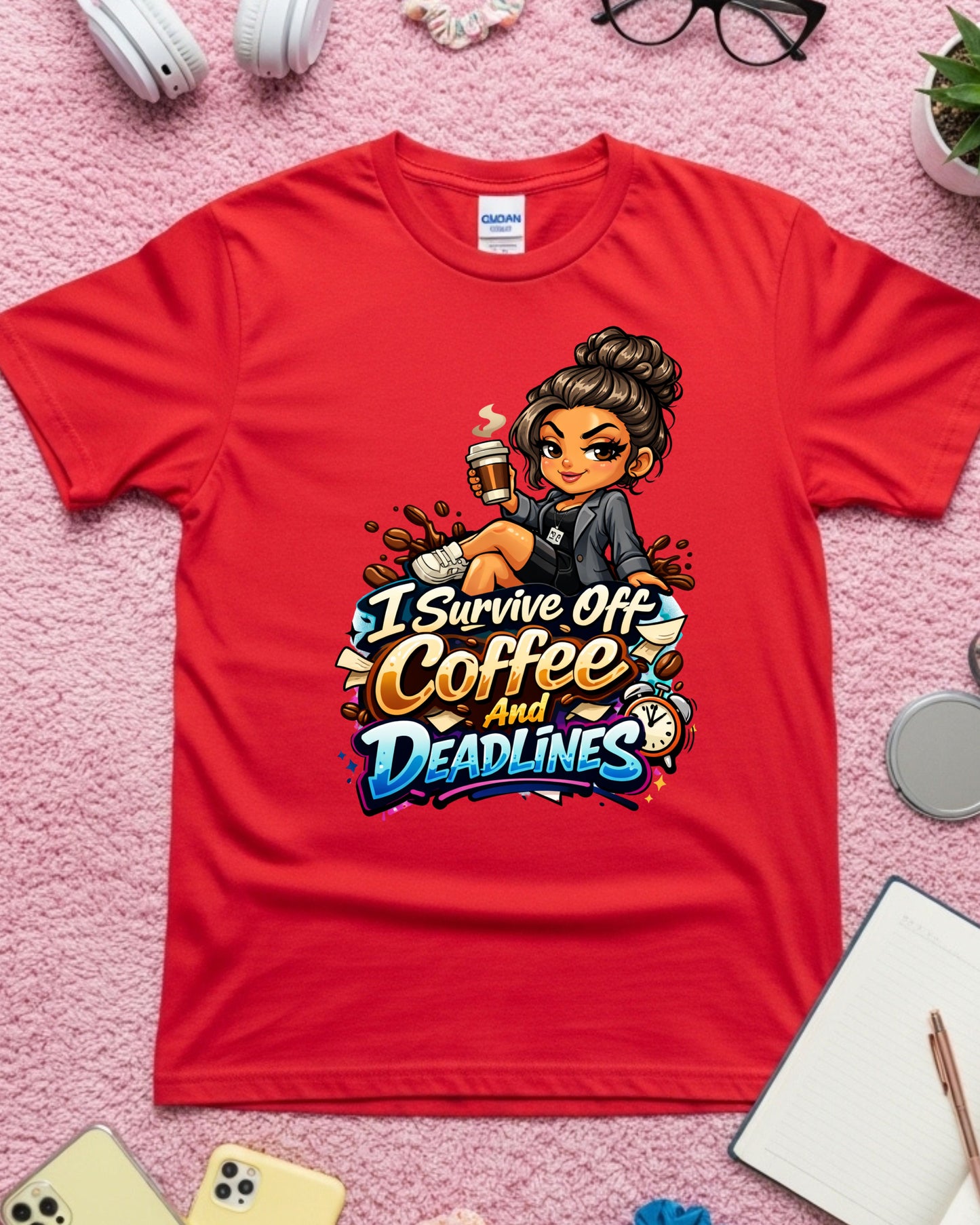 Coffee & Deadlines Shirt • Funny Work Tee • Caffeine Lover T‑Shirt • Busy Professional Graphic Tee