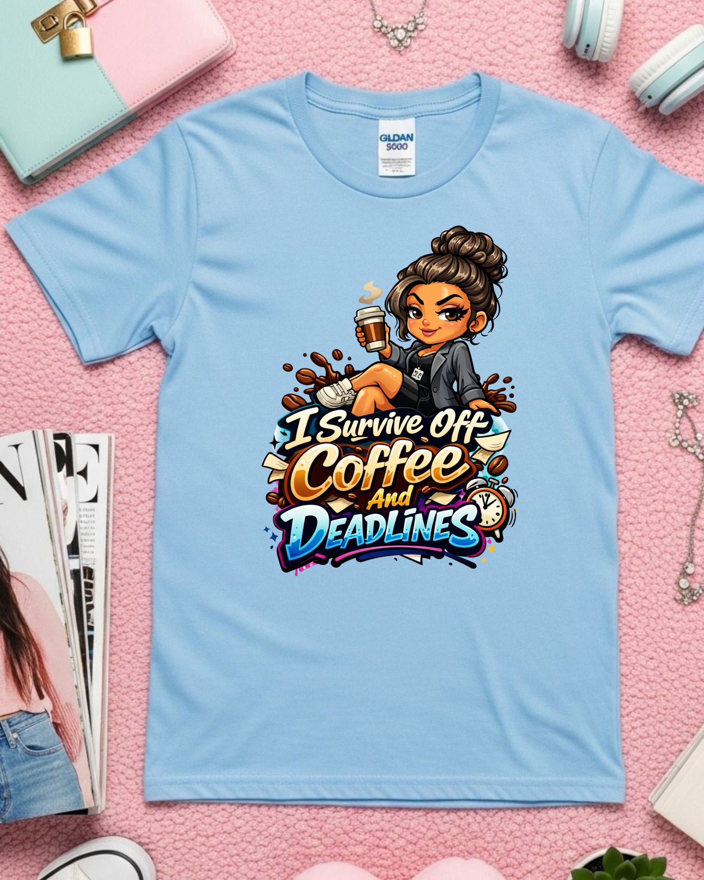 Coffee & Deadlines Shirt • Funny Work Tee • Caffeine Lover T‑Shirt • Busy Professional Graphic Tee
