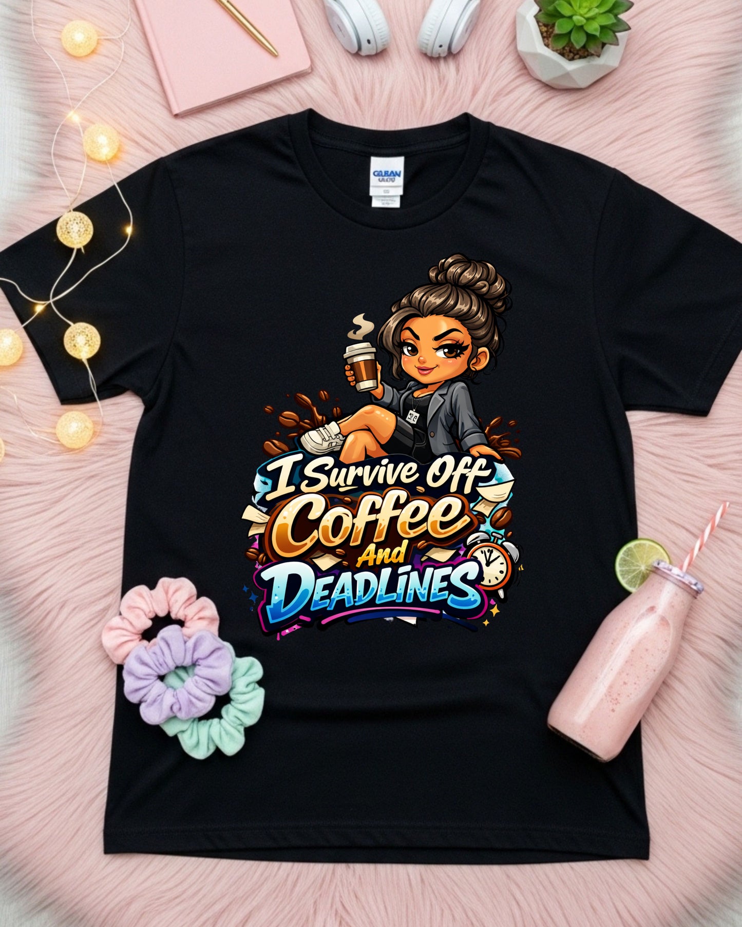 Coffee & Deadlines Shirt • Funny Work Tee • Caffeine Lover T‑Shirt • Busy Professional Graphic Tee