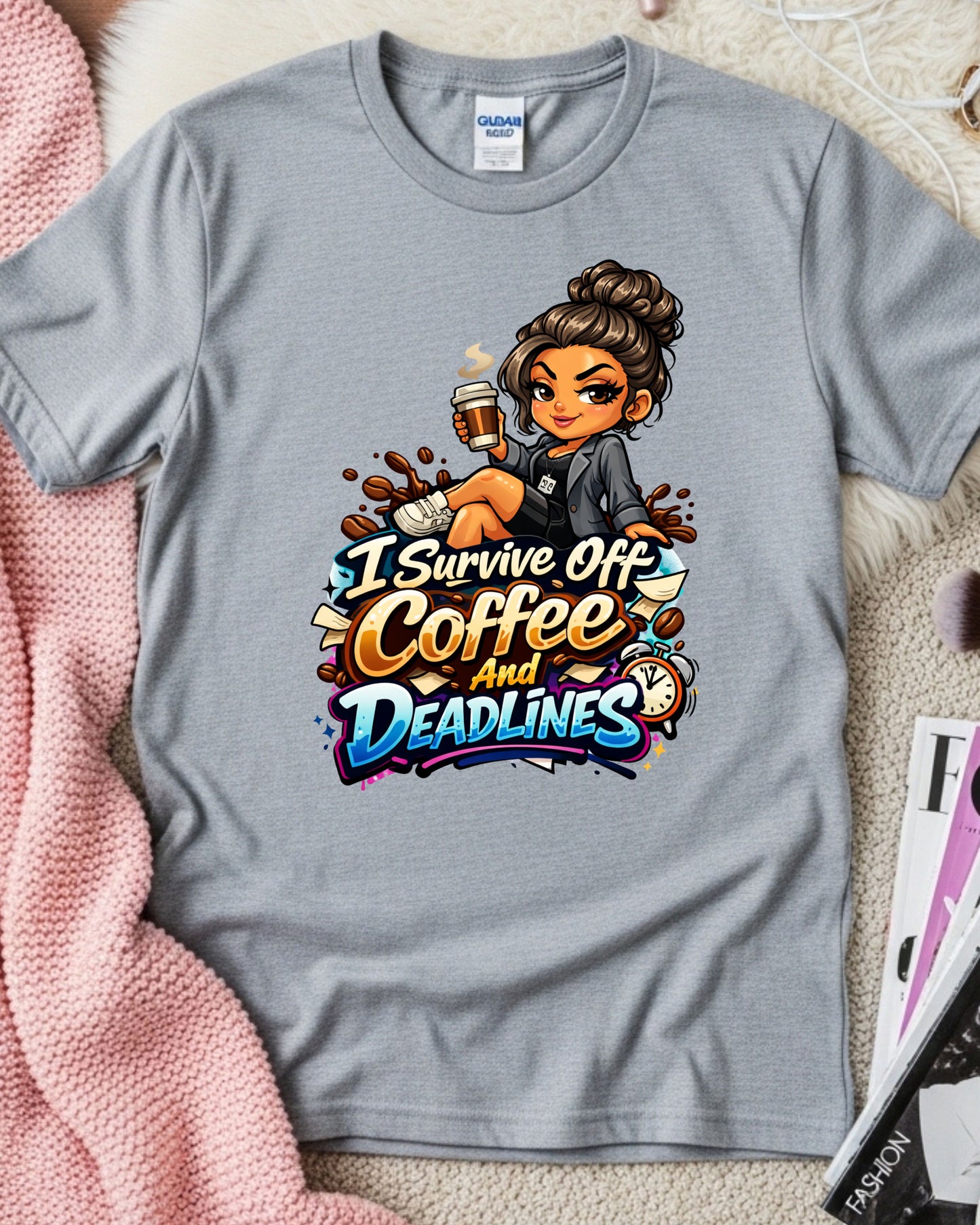 Coffee & Deadlines Shirt • Funny Work Tee • Caffeine Lover T‑Shirt • Busy Professional Graphic Tee