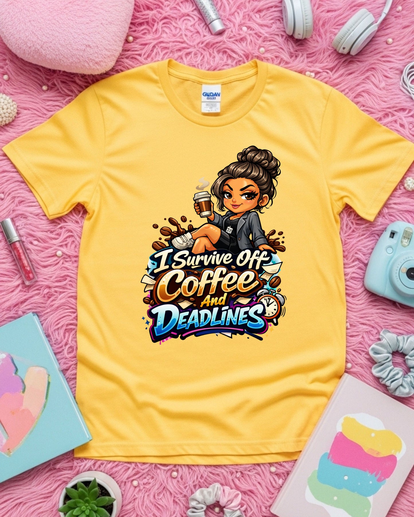 Coffee & Deadlines Shirt • Funny Work Tee • Caffeine Lover T‑Shirt • Busy Professional Graphic Tee