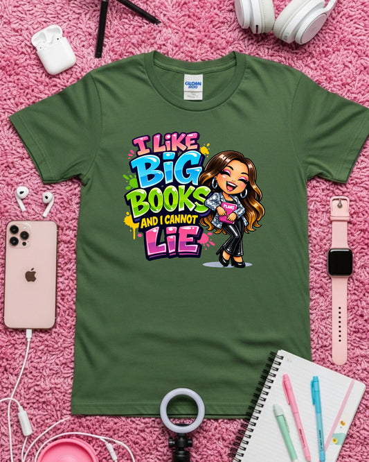 I Like Big Books Shirt Funny Book Lover Tee Cute Reading Graphic T‑Shirt Librarian Gift Bookworm Aesthetic Top