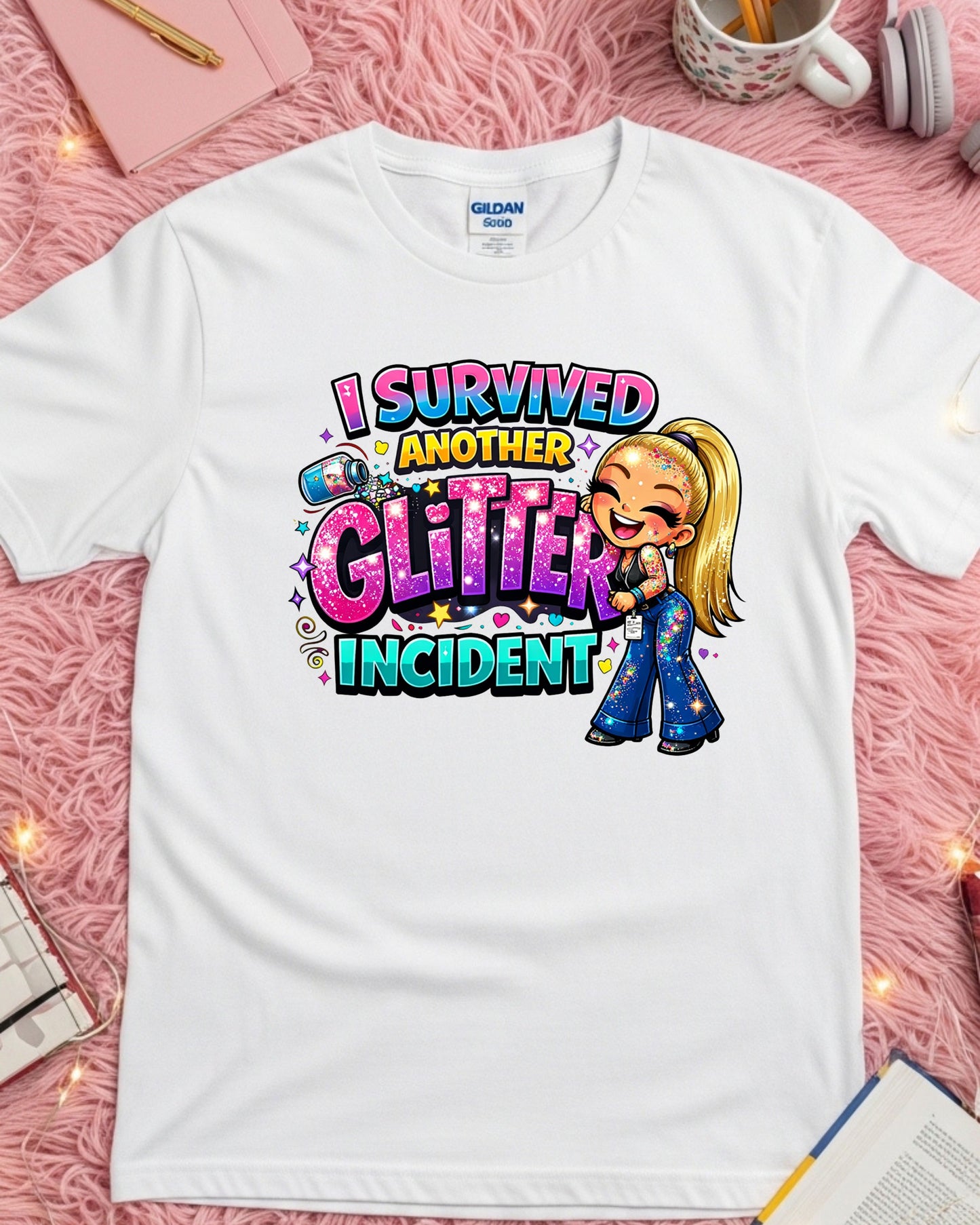 Glitter Incident Shirt Funny Crafting Tee Sparkly Chaos Graphic T‑Shirt Cute Glitter Lover Top