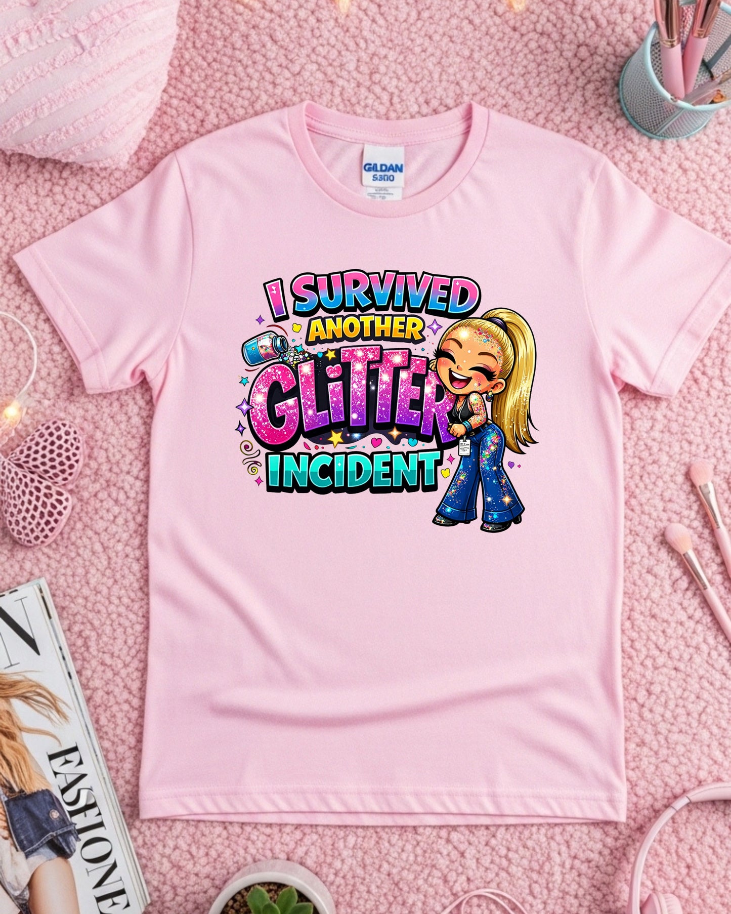 Glitter Incident Shirt Funny Crafting Tee Sparkly Chaos Graphic T‑Shirt Cute Glitter Lover Top