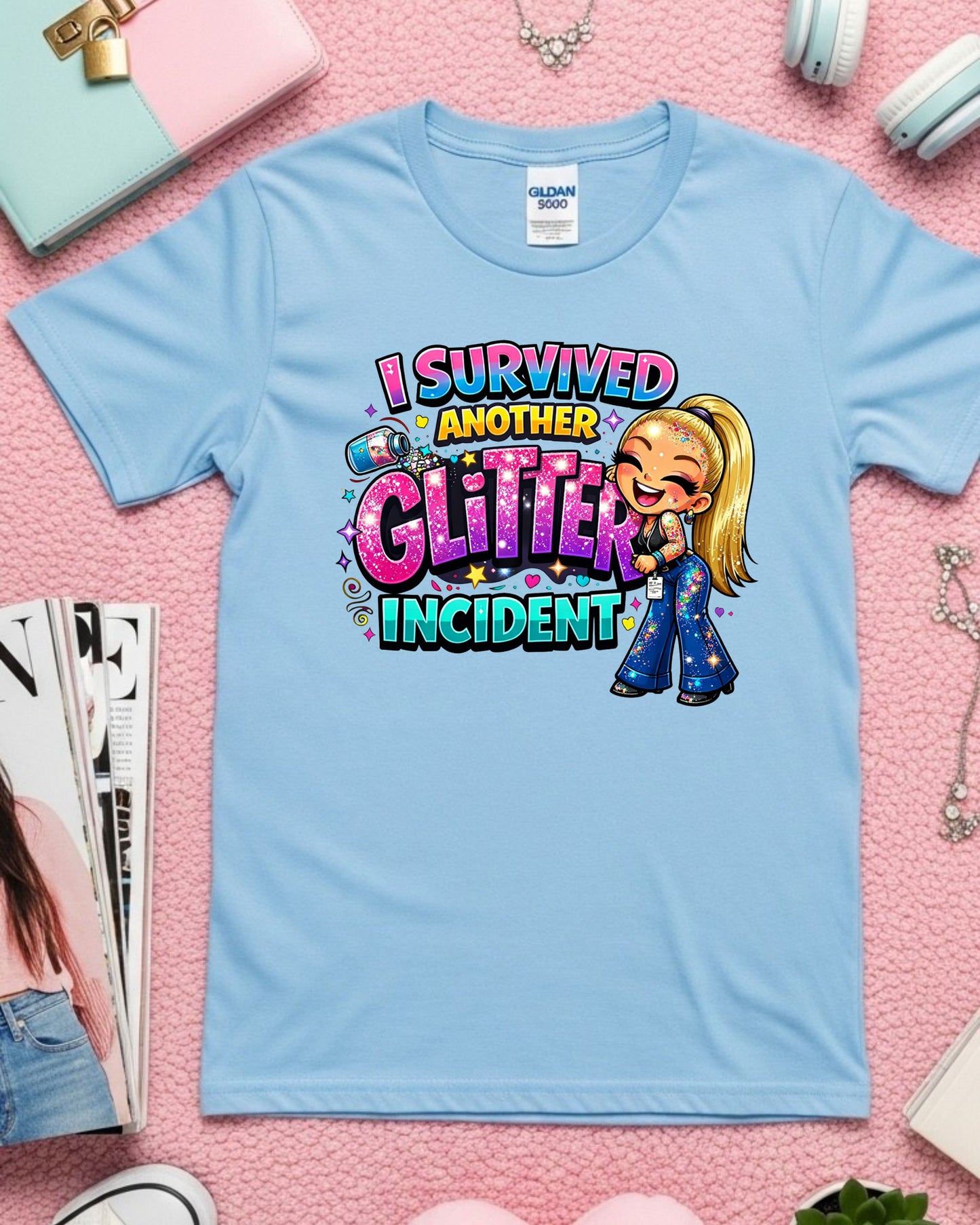 Glitter Incident Shirt Funny Crafting Tee Sparkly Chaos Graphic T‑Shirt Cute Glitter Lover Top